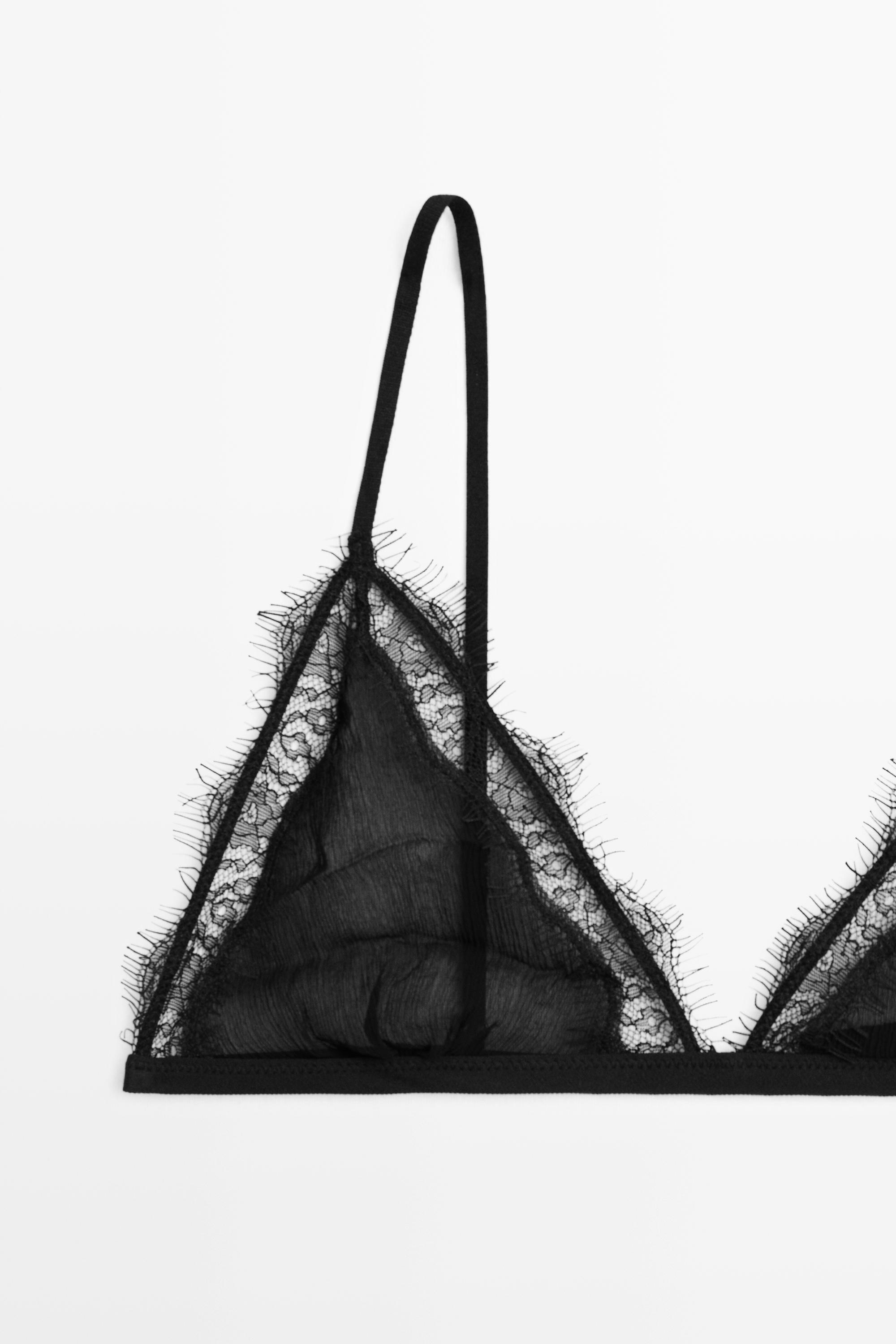 Bralette with lace detail — BLACK