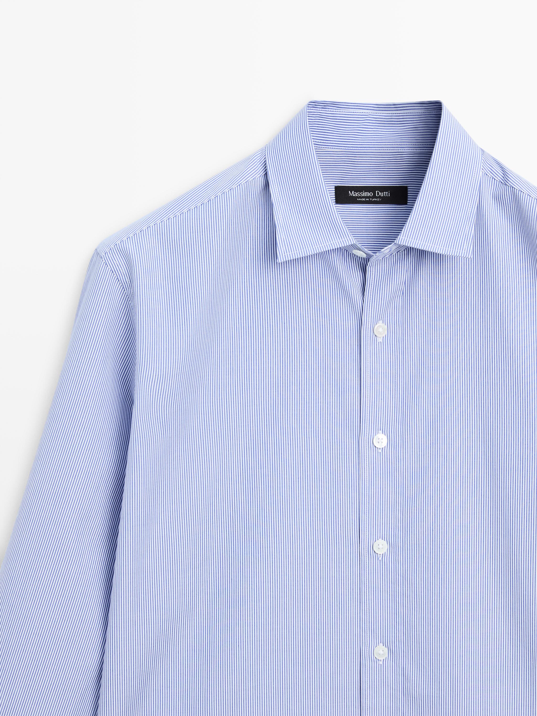 Regular fit striped poplin shirt