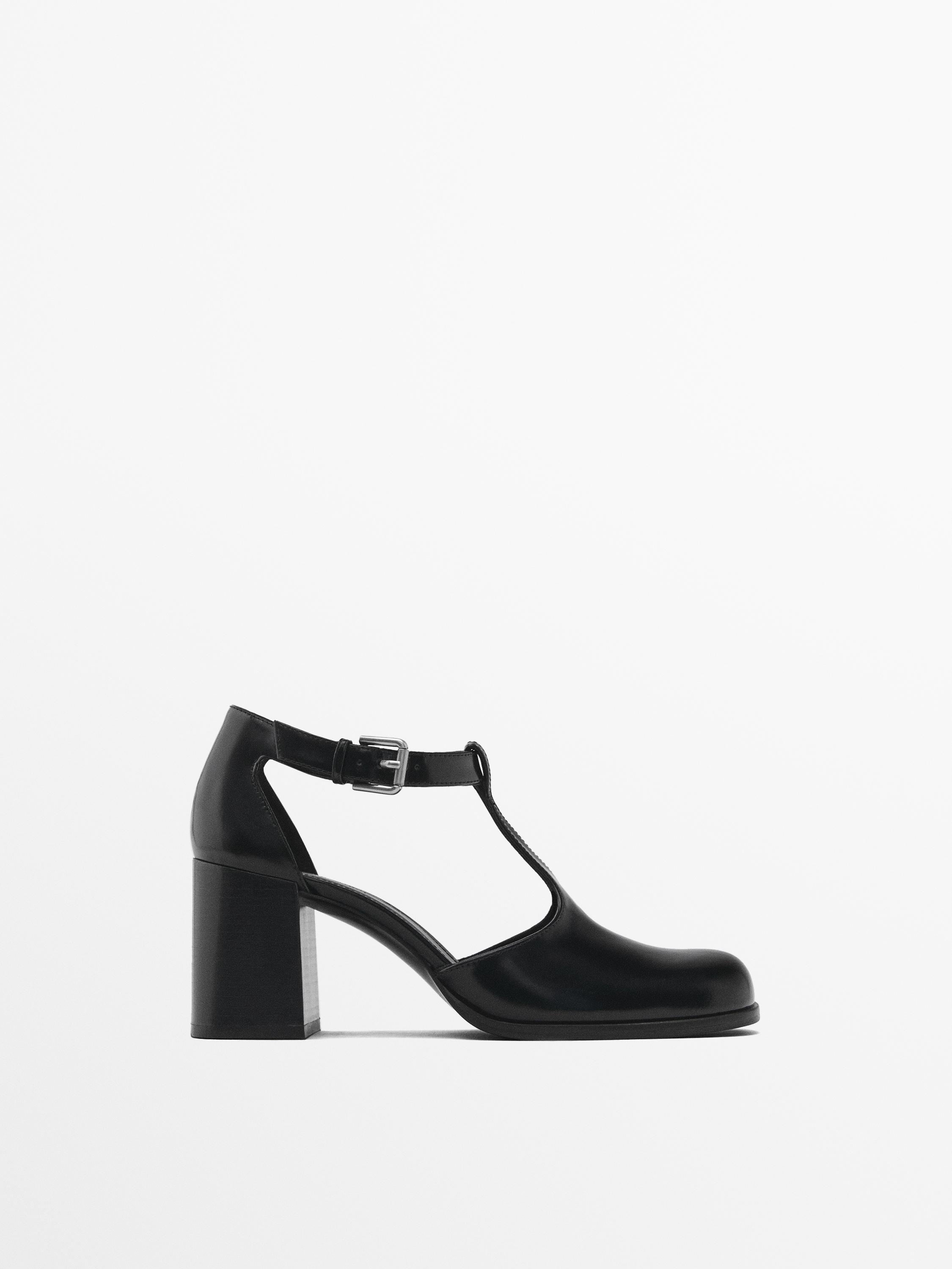 High-heel shoes with instep strap · Black · Heel Shoes | Massimo Dutti