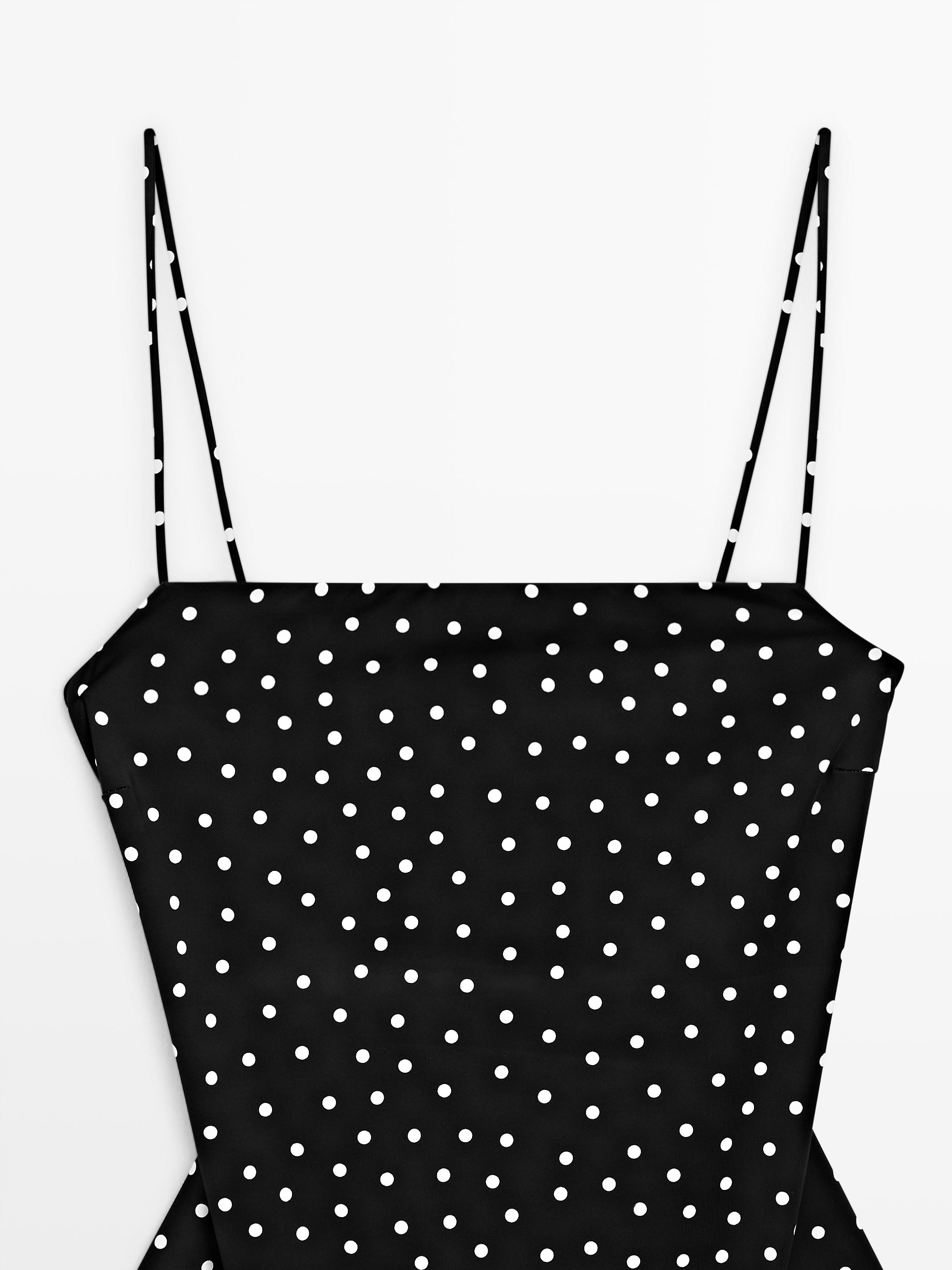 Polka dot print swimsuit — BLACK