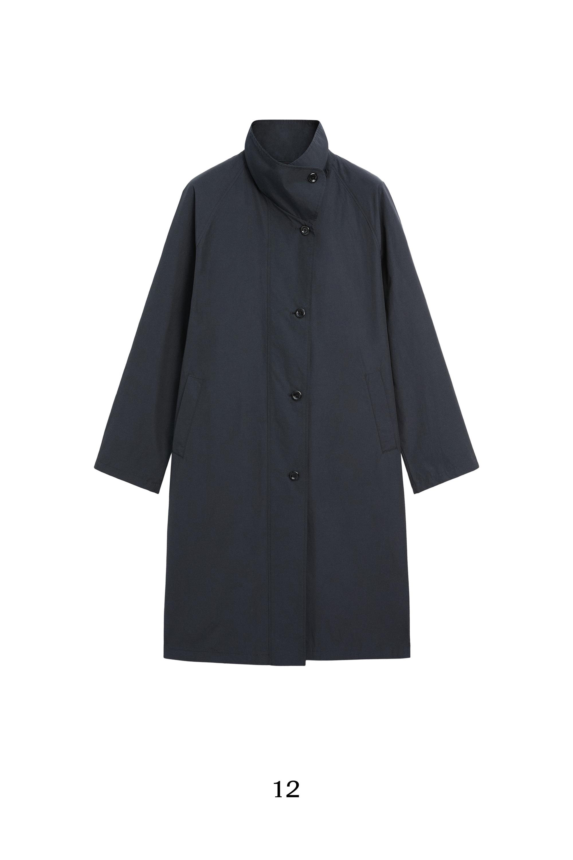 High neck technical trench coat — DARK NAVY
