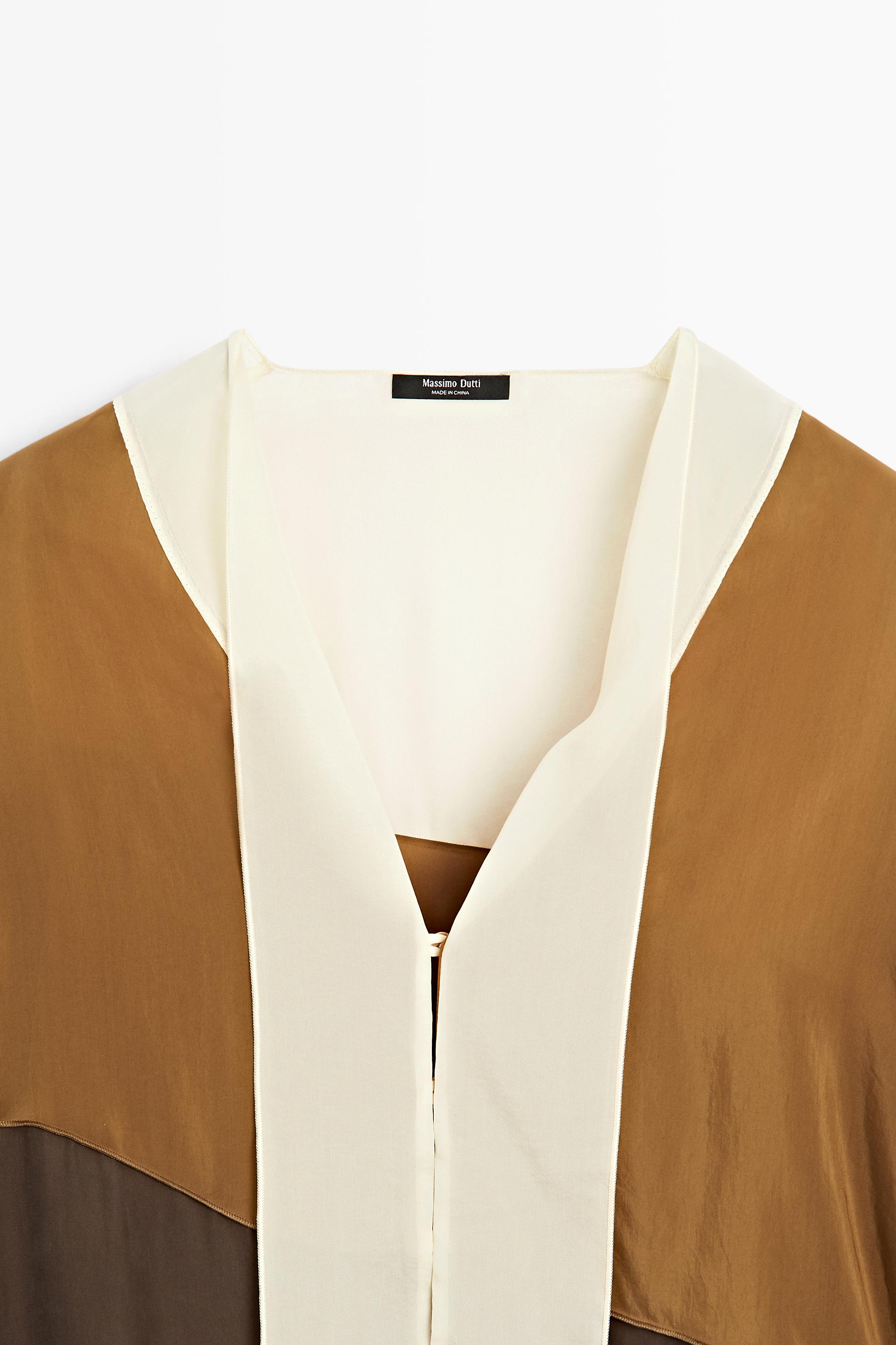 Tricolor flowing shirt — Chocolate