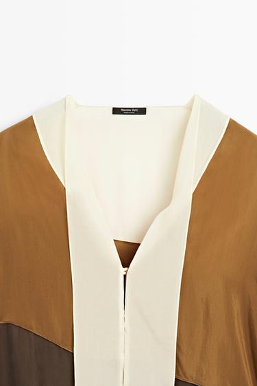 Tricolor flowing shirt — Chocolate 8