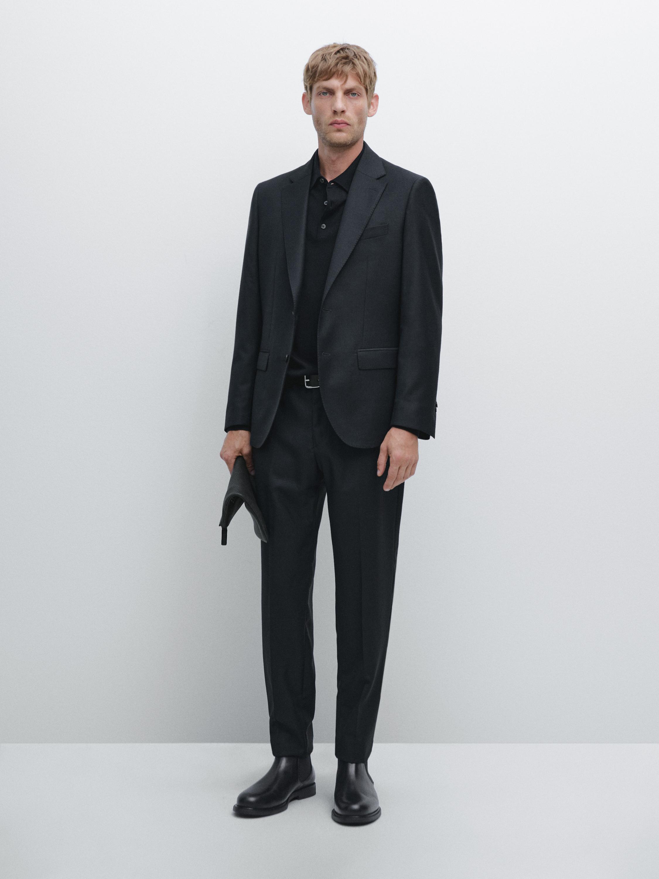 Micro textured weave suit blazer