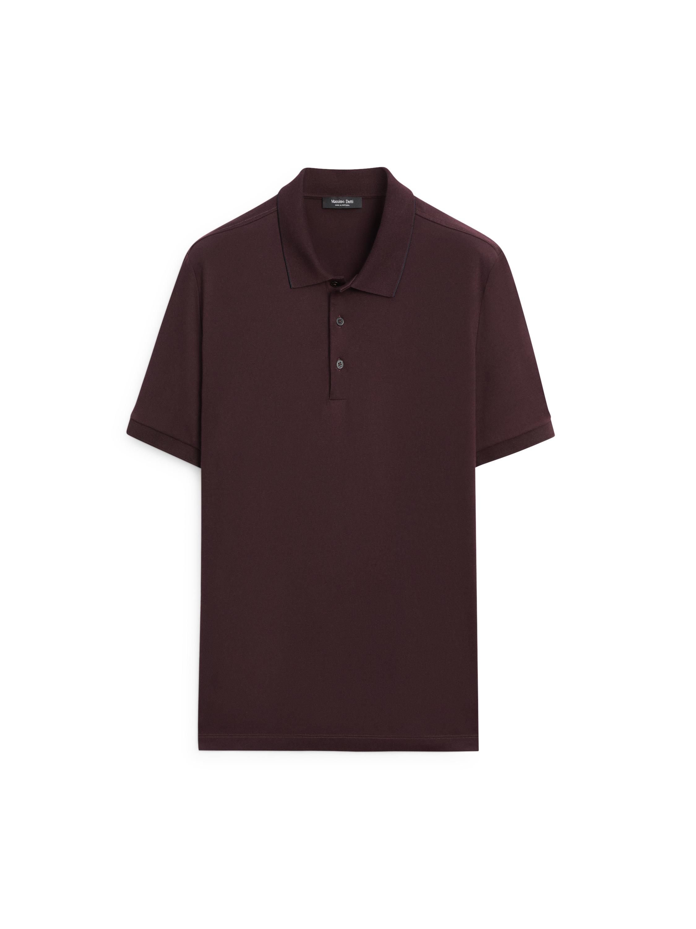 Cotton blend short sleeve polo shirt — MAROON