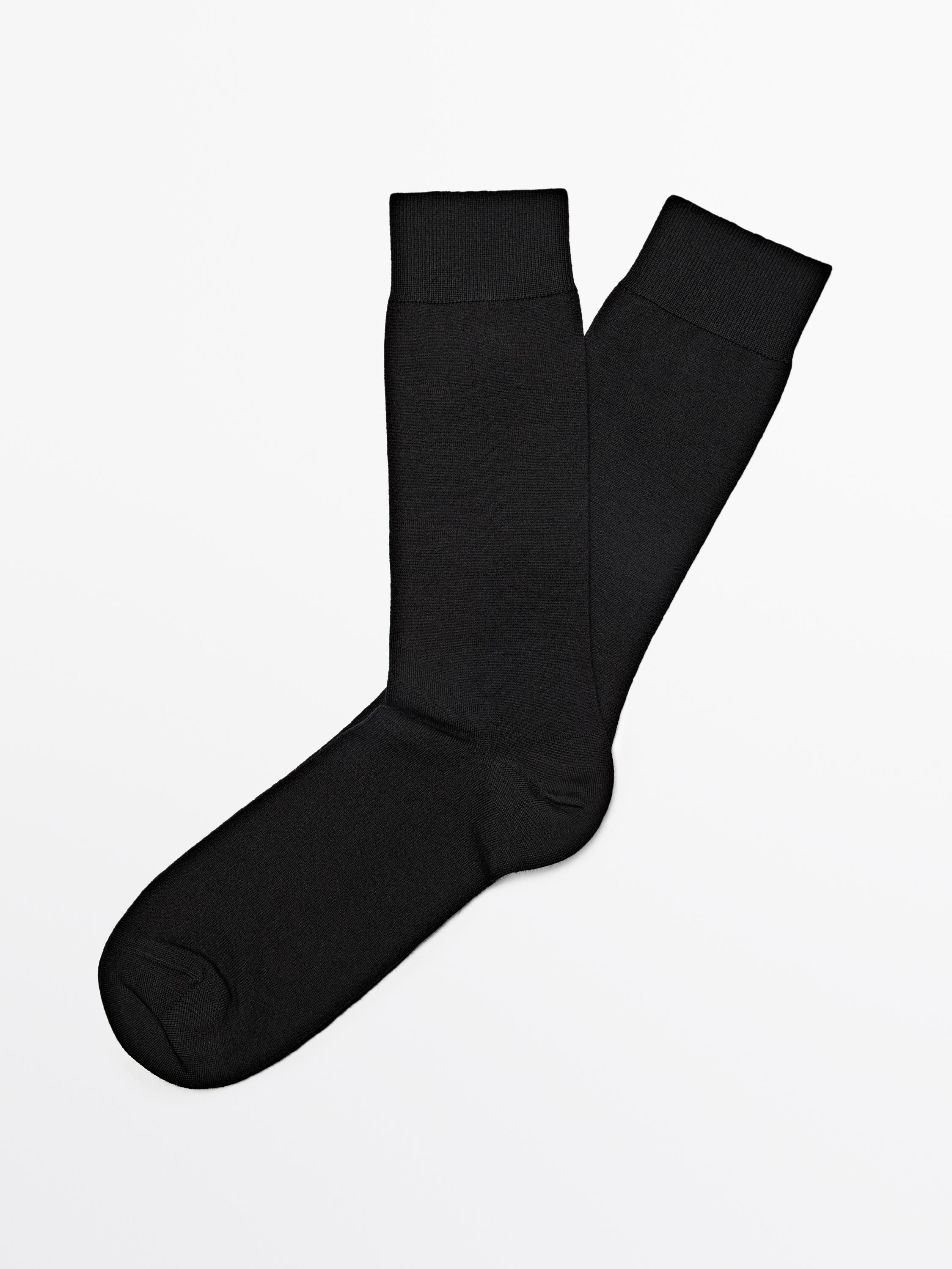 Plain wool blend knit socks