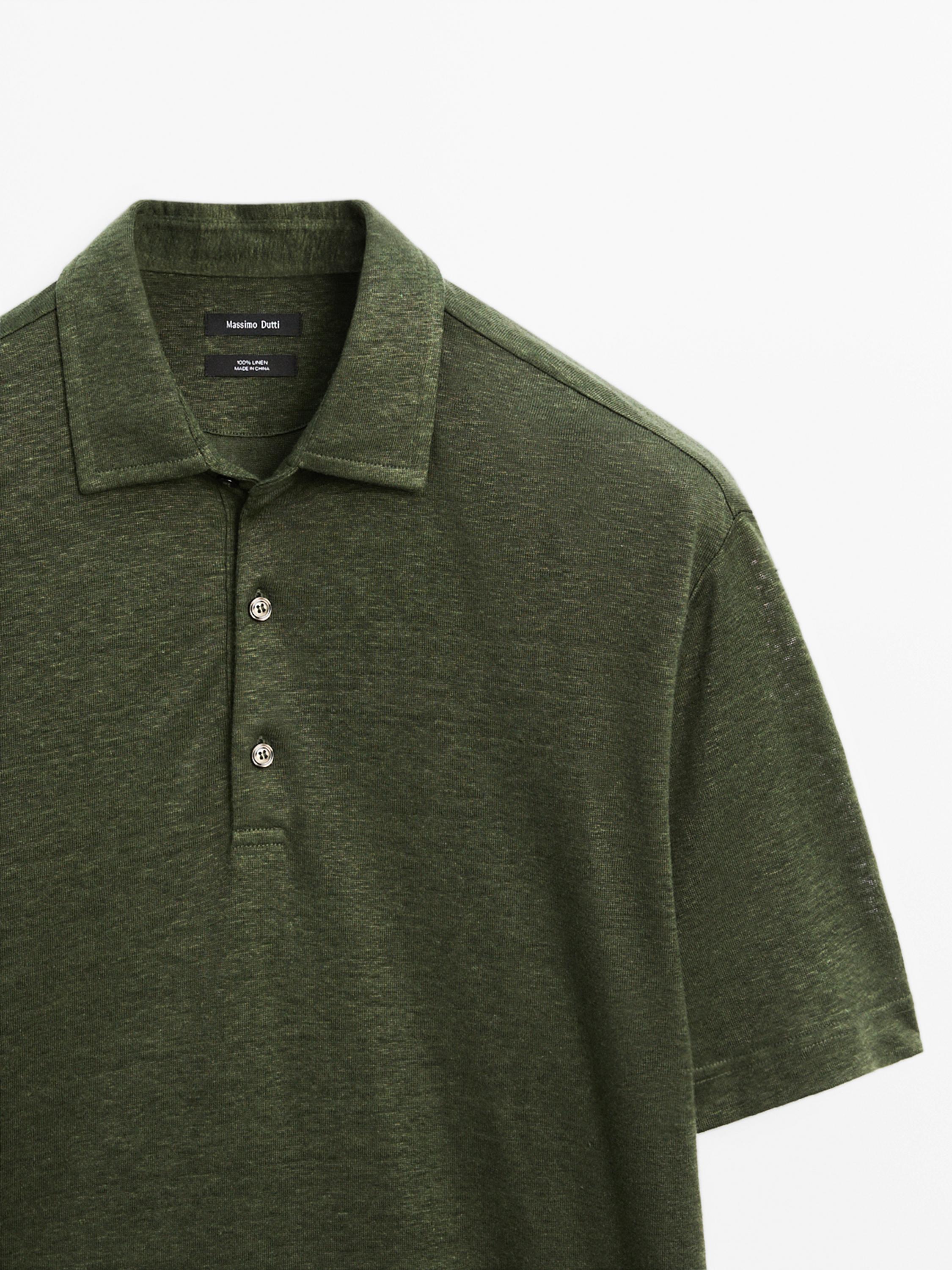 100% linen short sleeve polo shirt