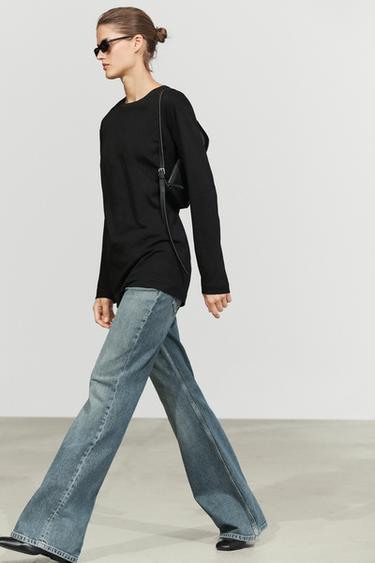100% cotton long T-shirt with round neck — BLACK 5