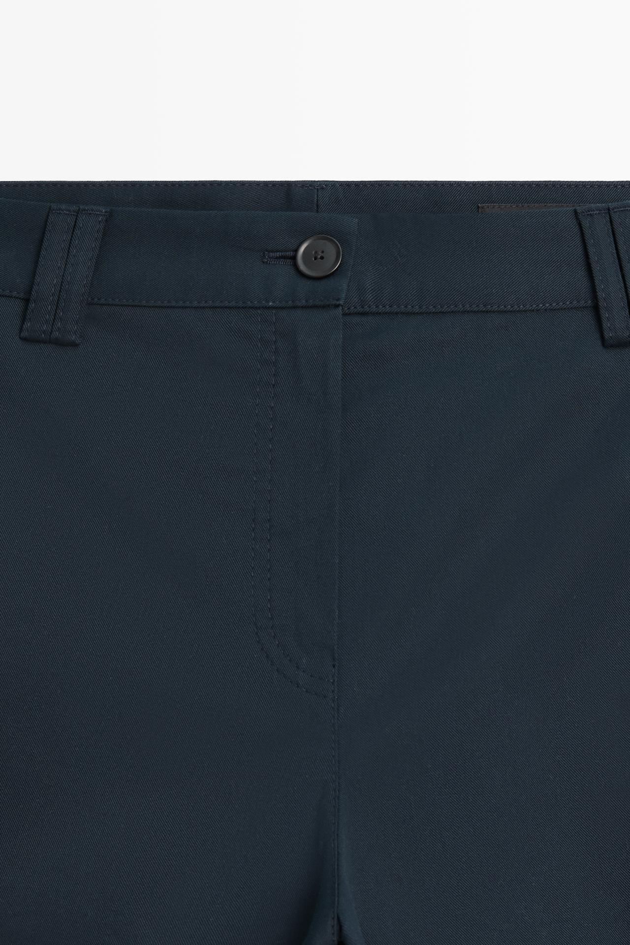 Stretch cotton blend mini flare pants — DEEP BLUE