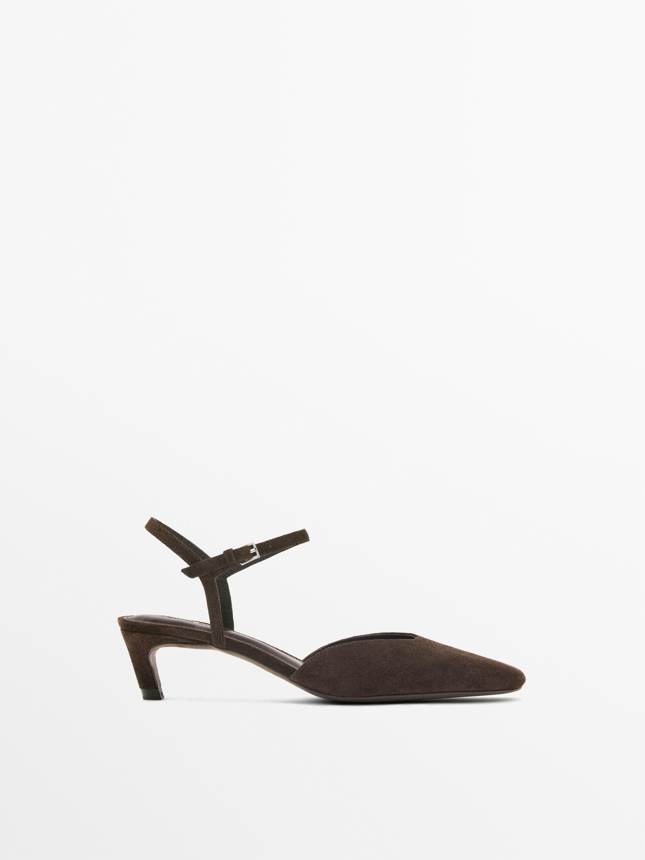 Chaussure à talon en croûte de cuir