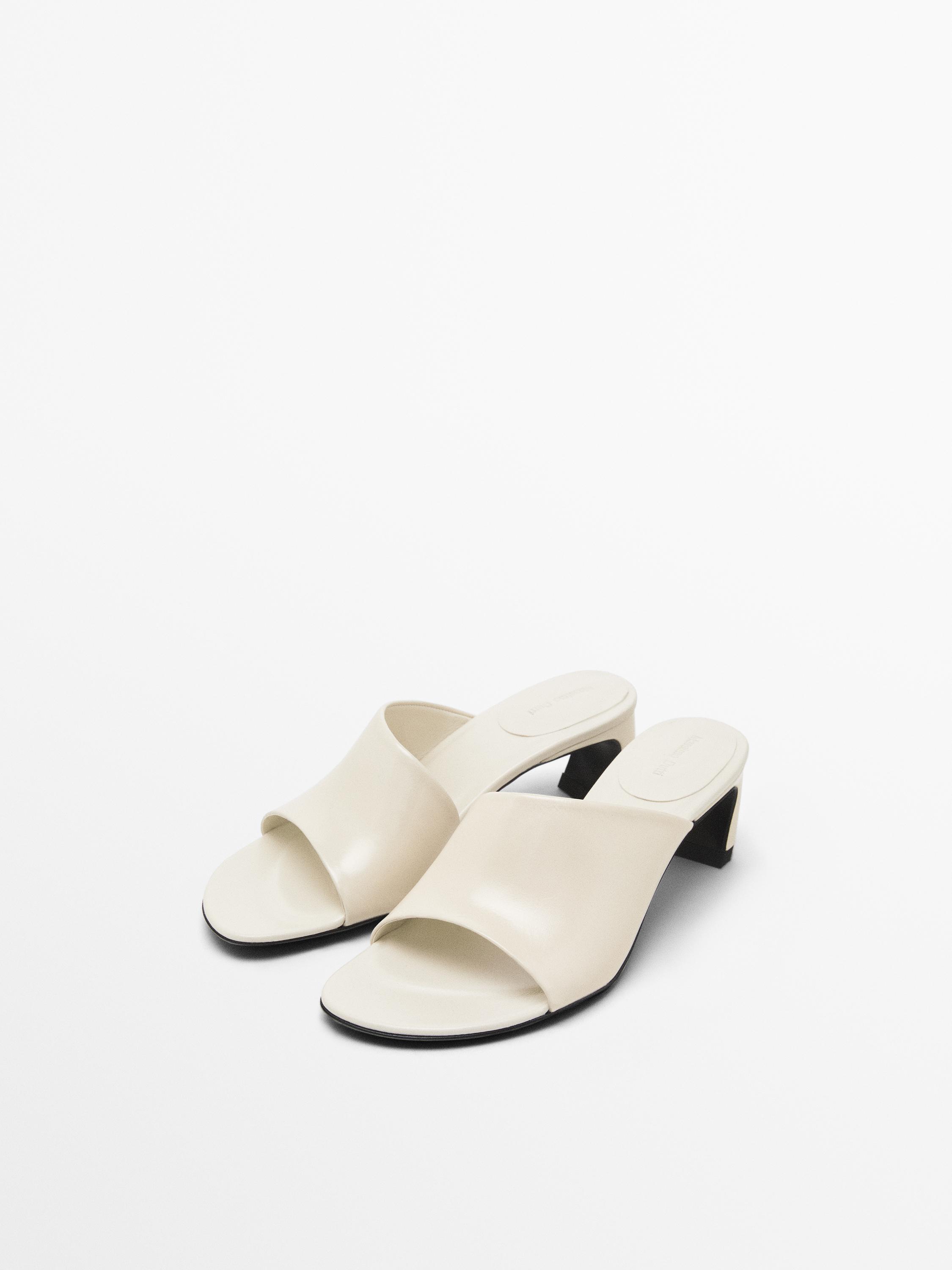 Leather high-heel slider shoes