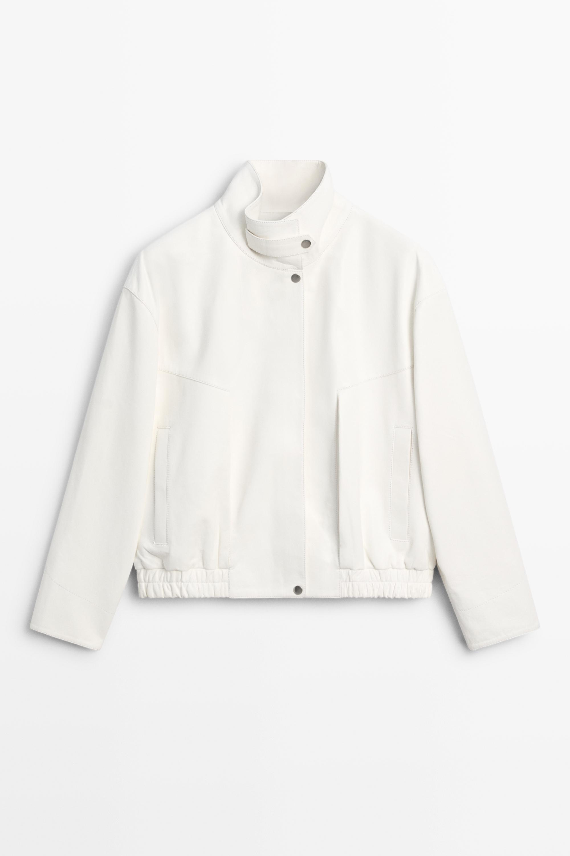 Nappa leather bomber jacket — WHITE