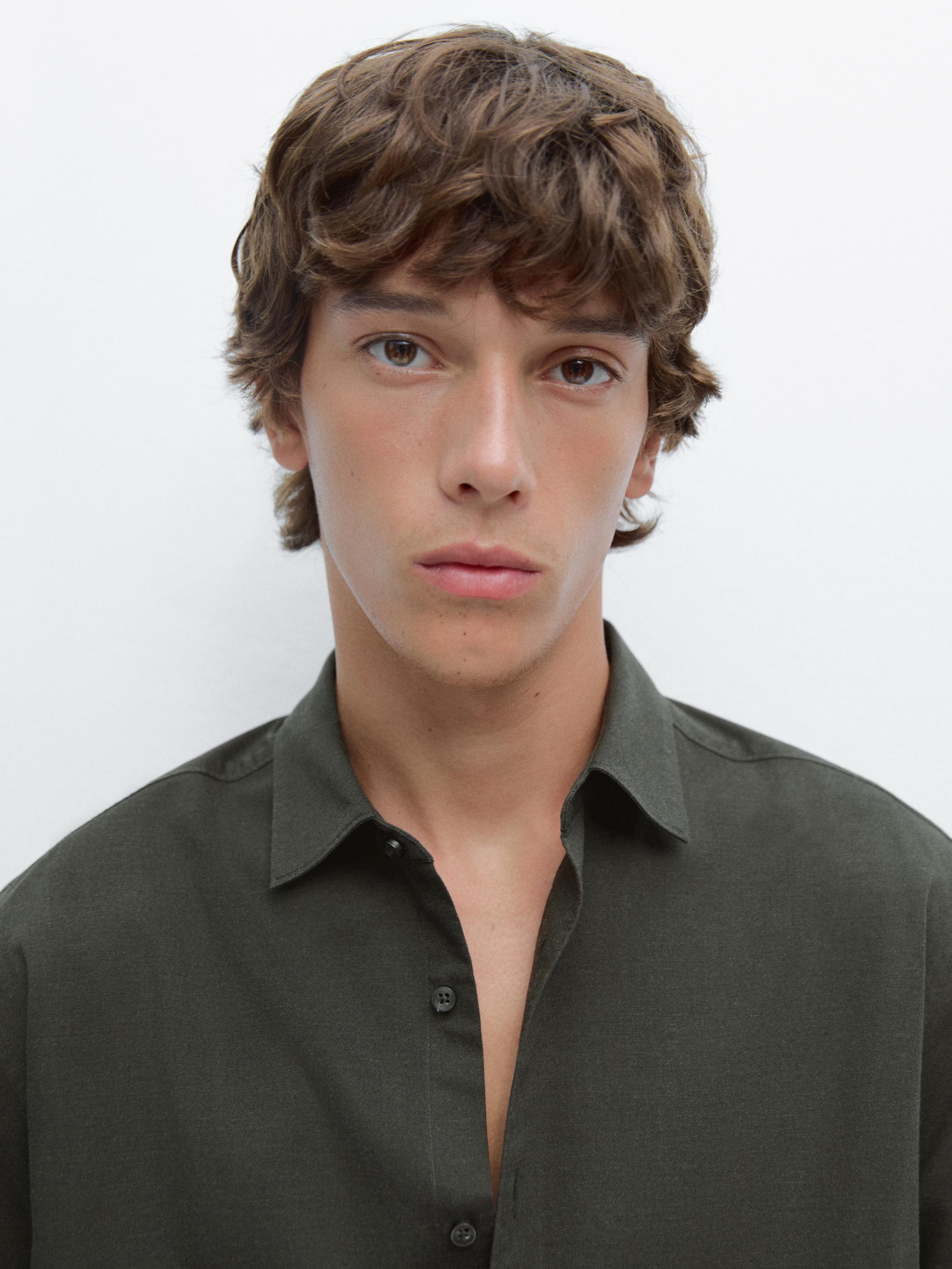 Camisa de twill mélange slim fit