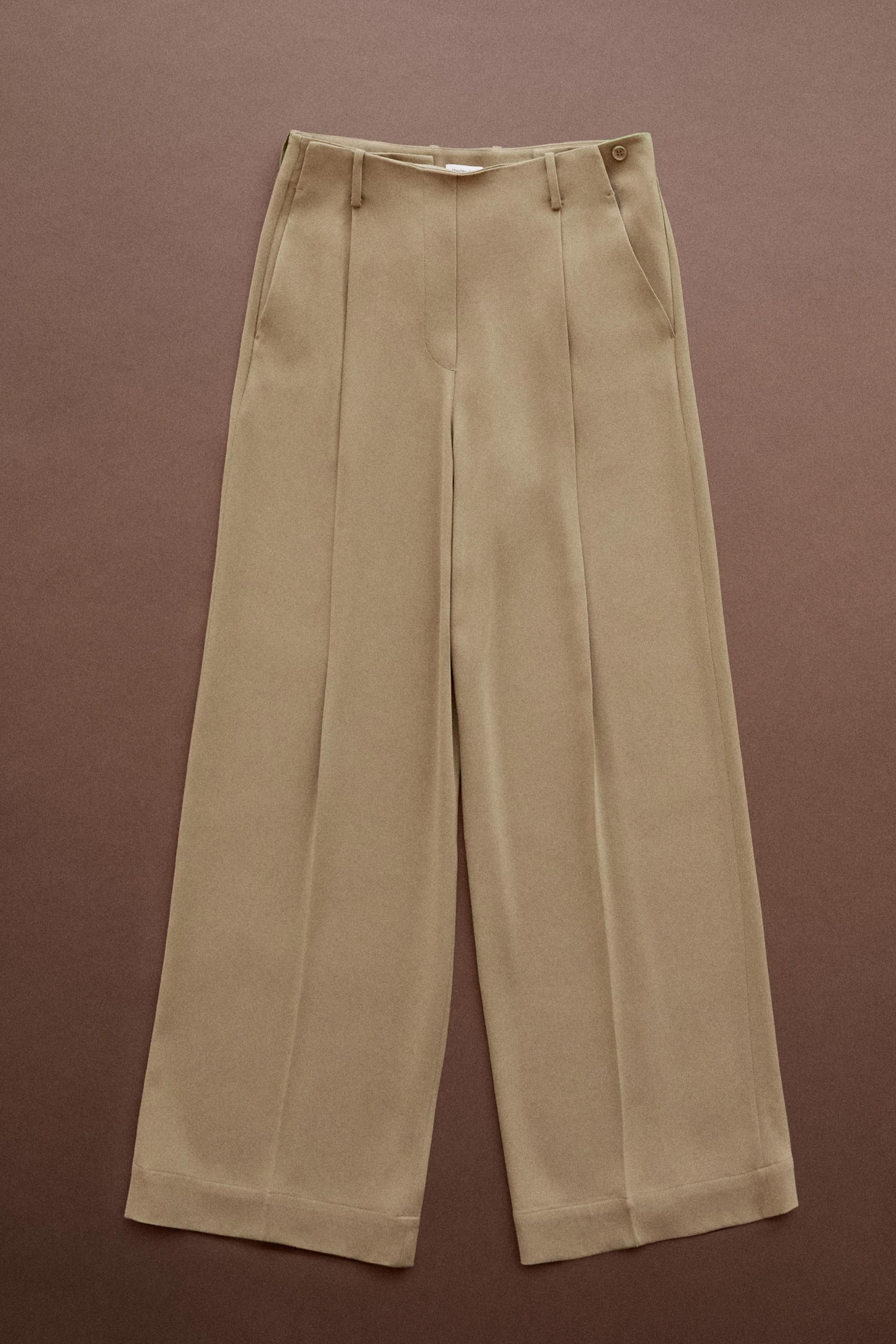 Flowing wide-leg darted pants - STUDIO — Caramel