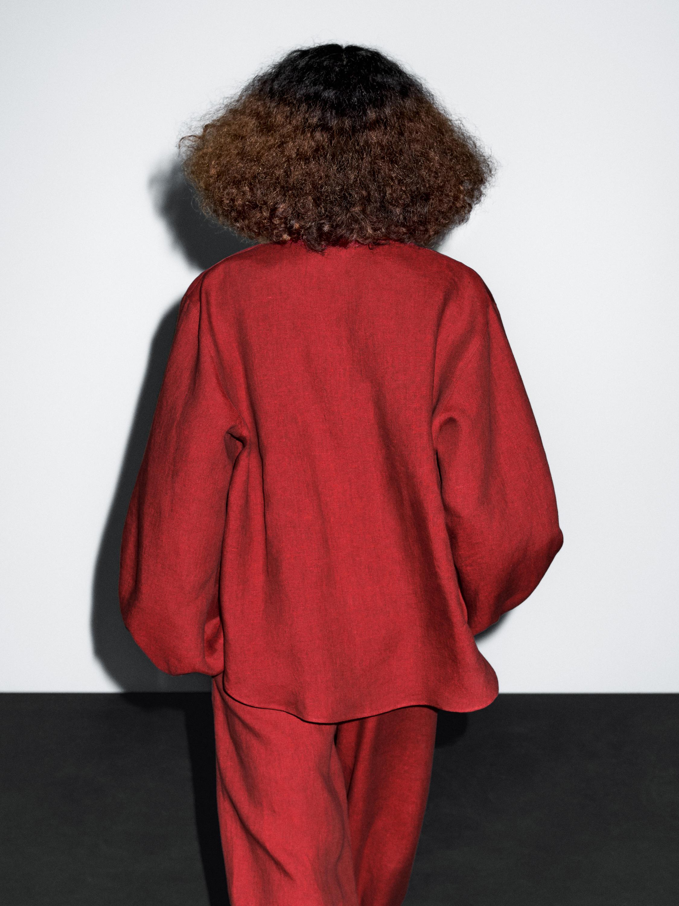 Blůza ze 100% lnu s detailem vázačky