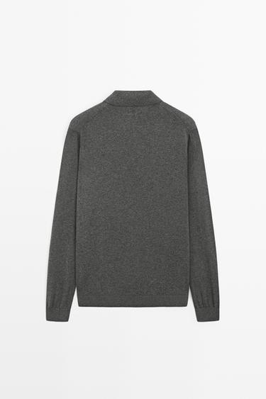 100% cotton knit polo sweater — CHARCOAL 6