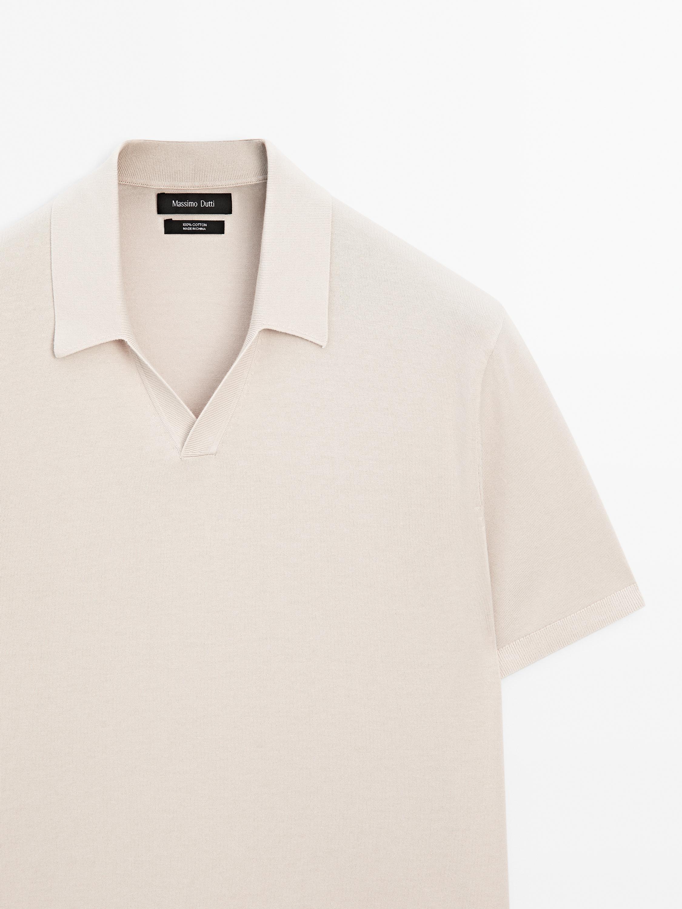 Short sleeve cotton knit polo shirt