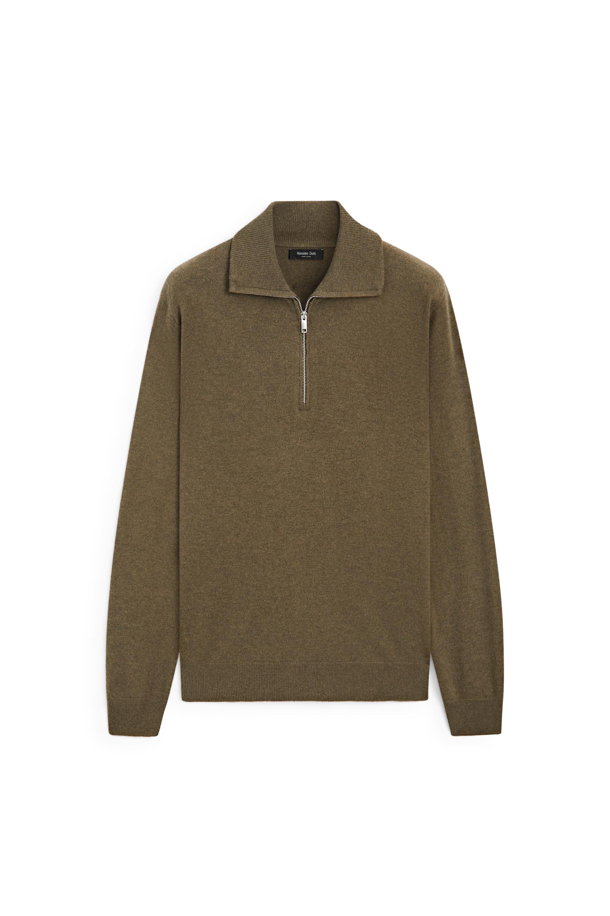 Mock neck zip-up knit sweater — Sea green