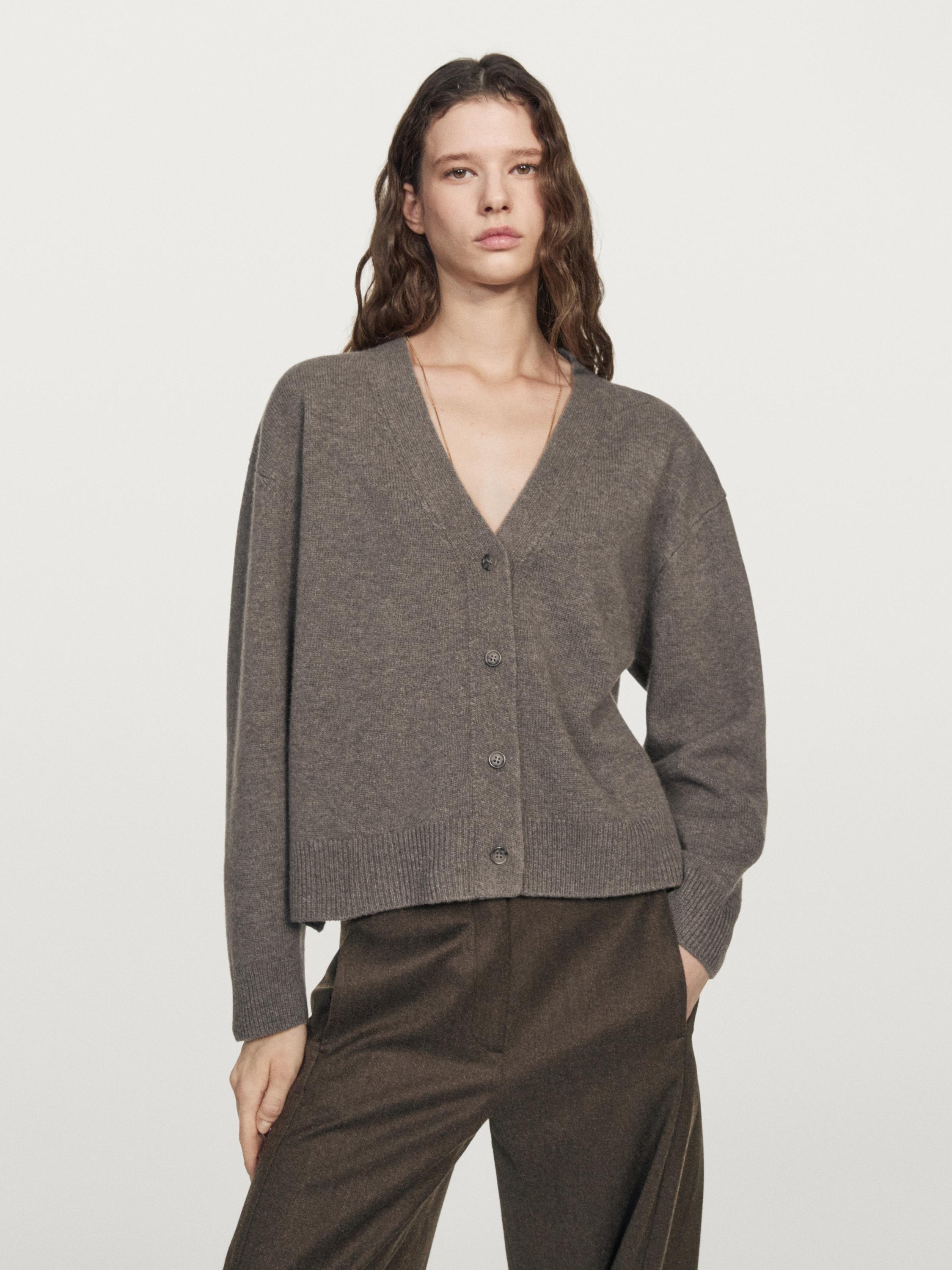 Wool blend V-neck cardigan