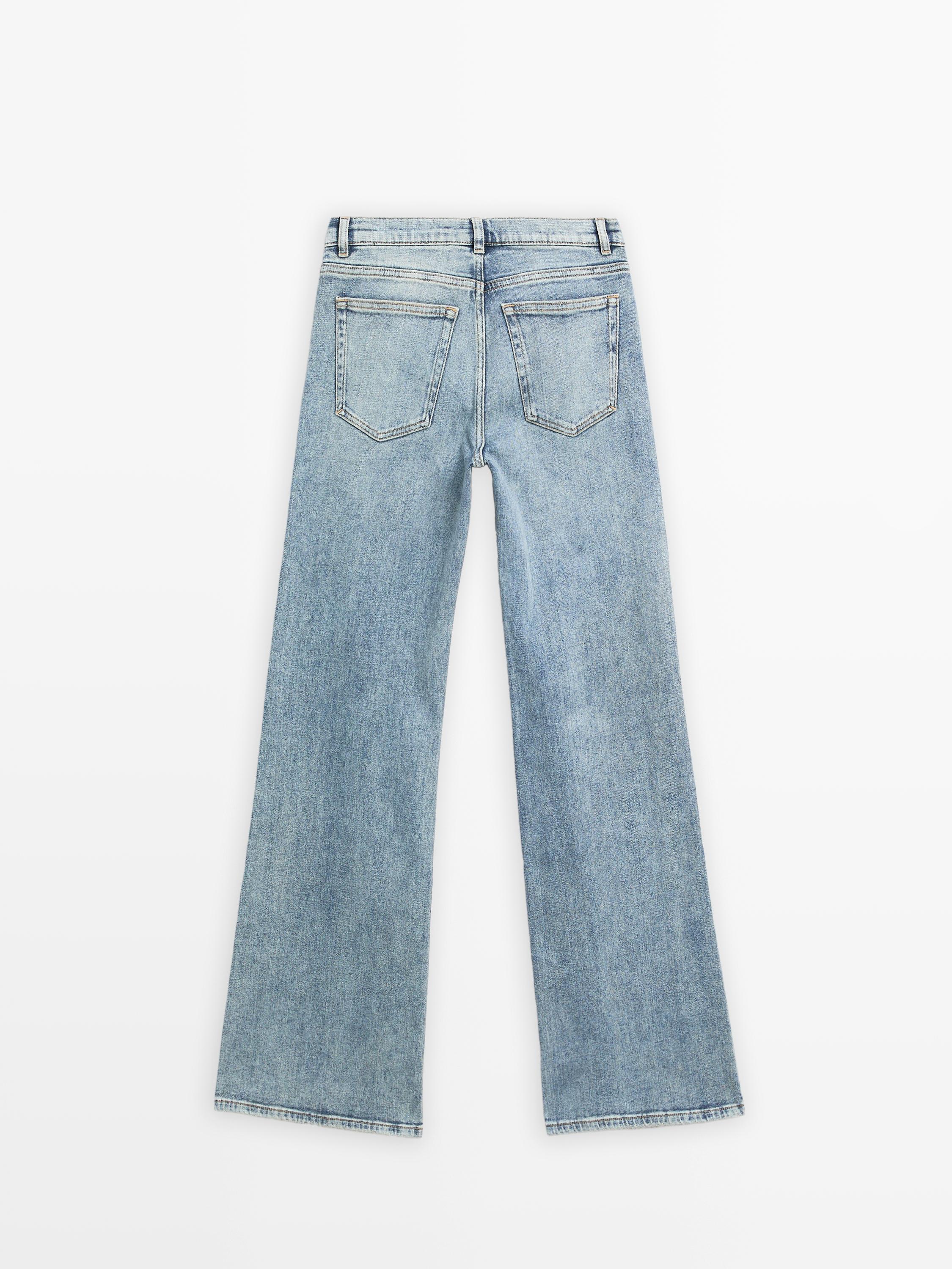 Jeans-Schlaghose im Vintage-Stil mit niedrigem Bund