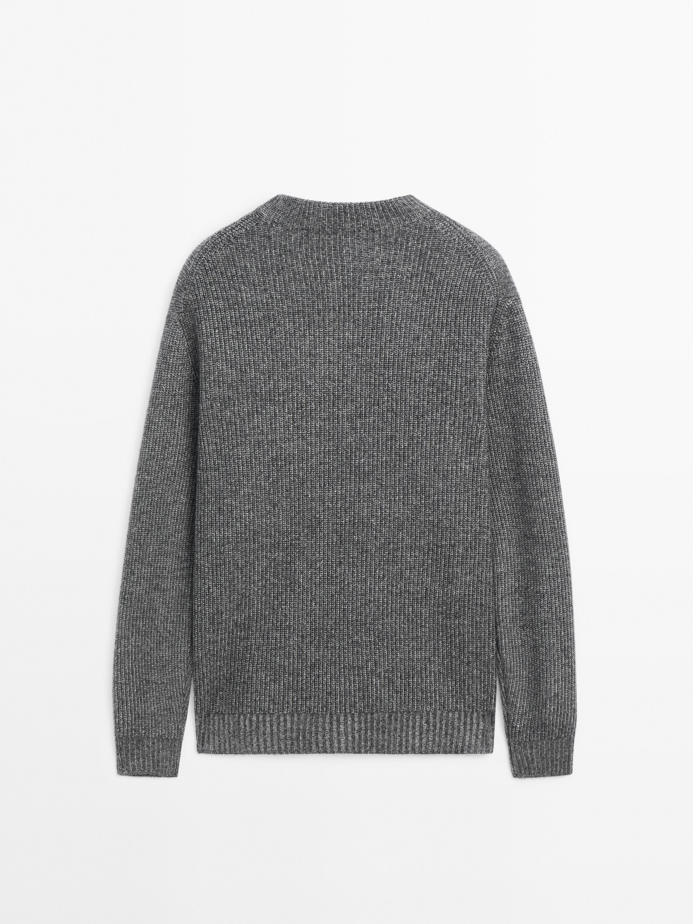 Ribbed knit wool blend sweater
