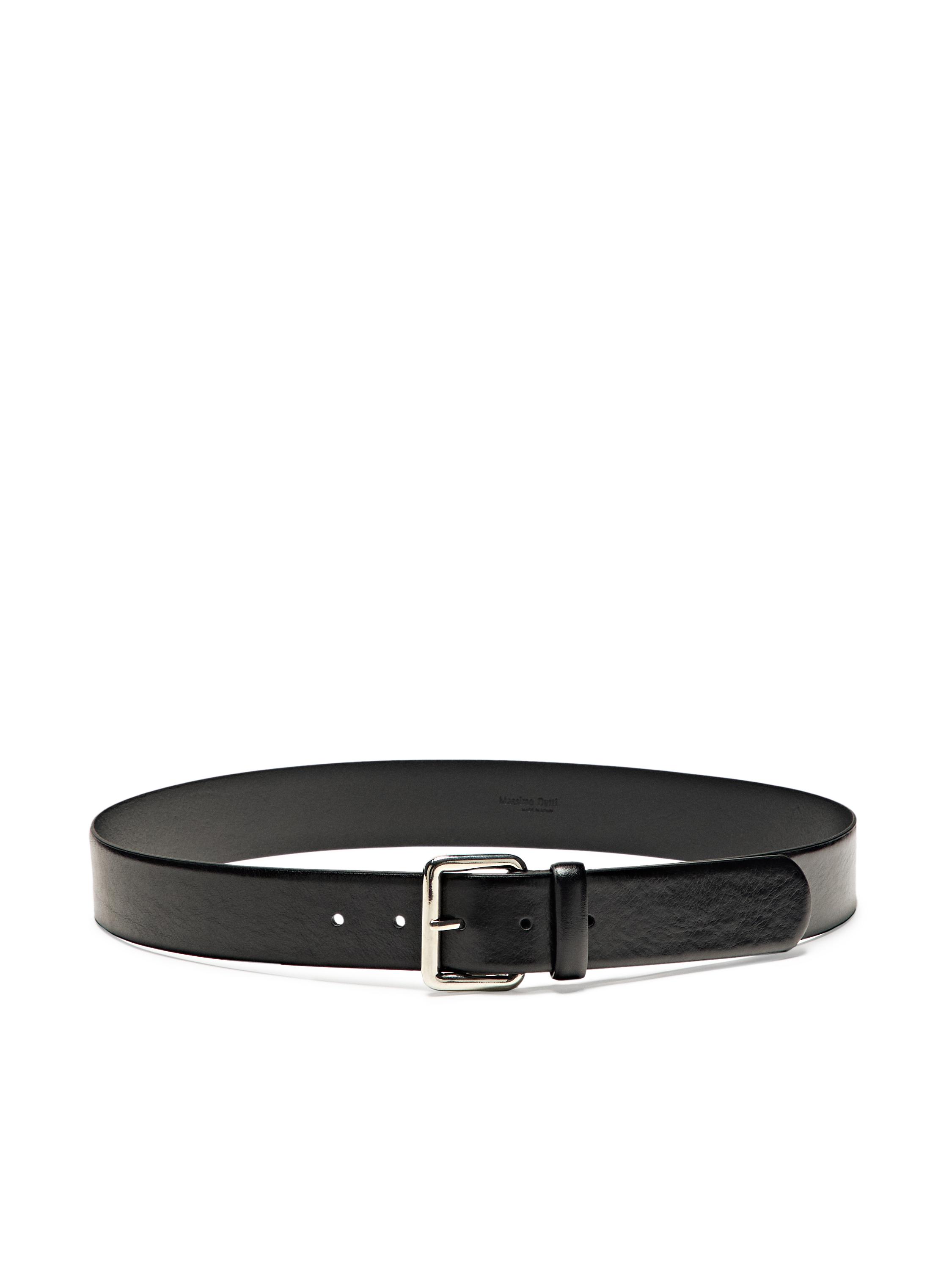 Nappa leather belt with square buckle — BLACK