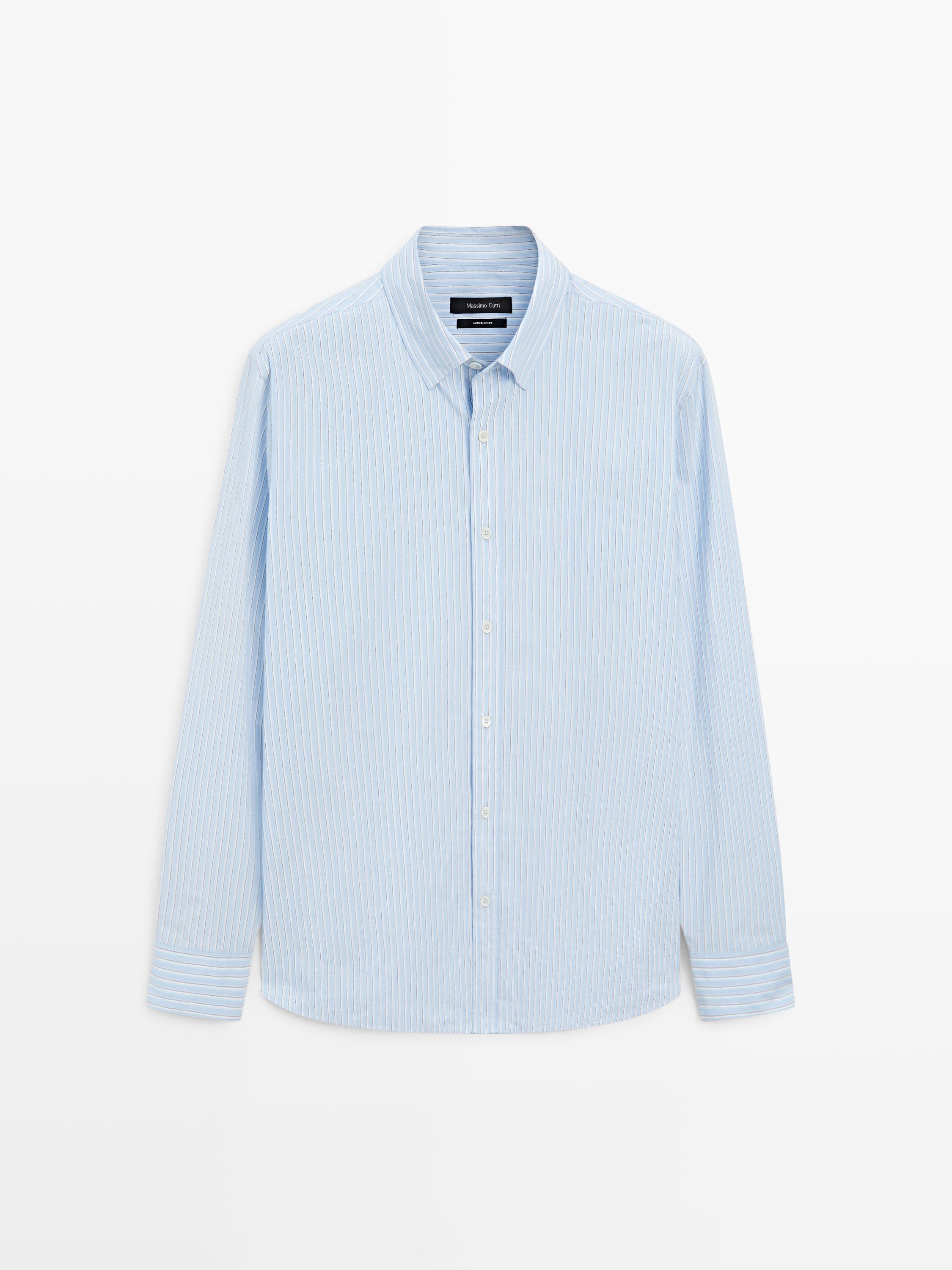 Regular fit striped poplin shirt