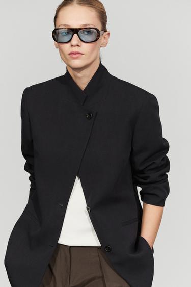 Fluid blazer with button detail — NAVY BLUE 3