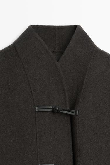 Short wool blend coat with button details — DARK GREY 4