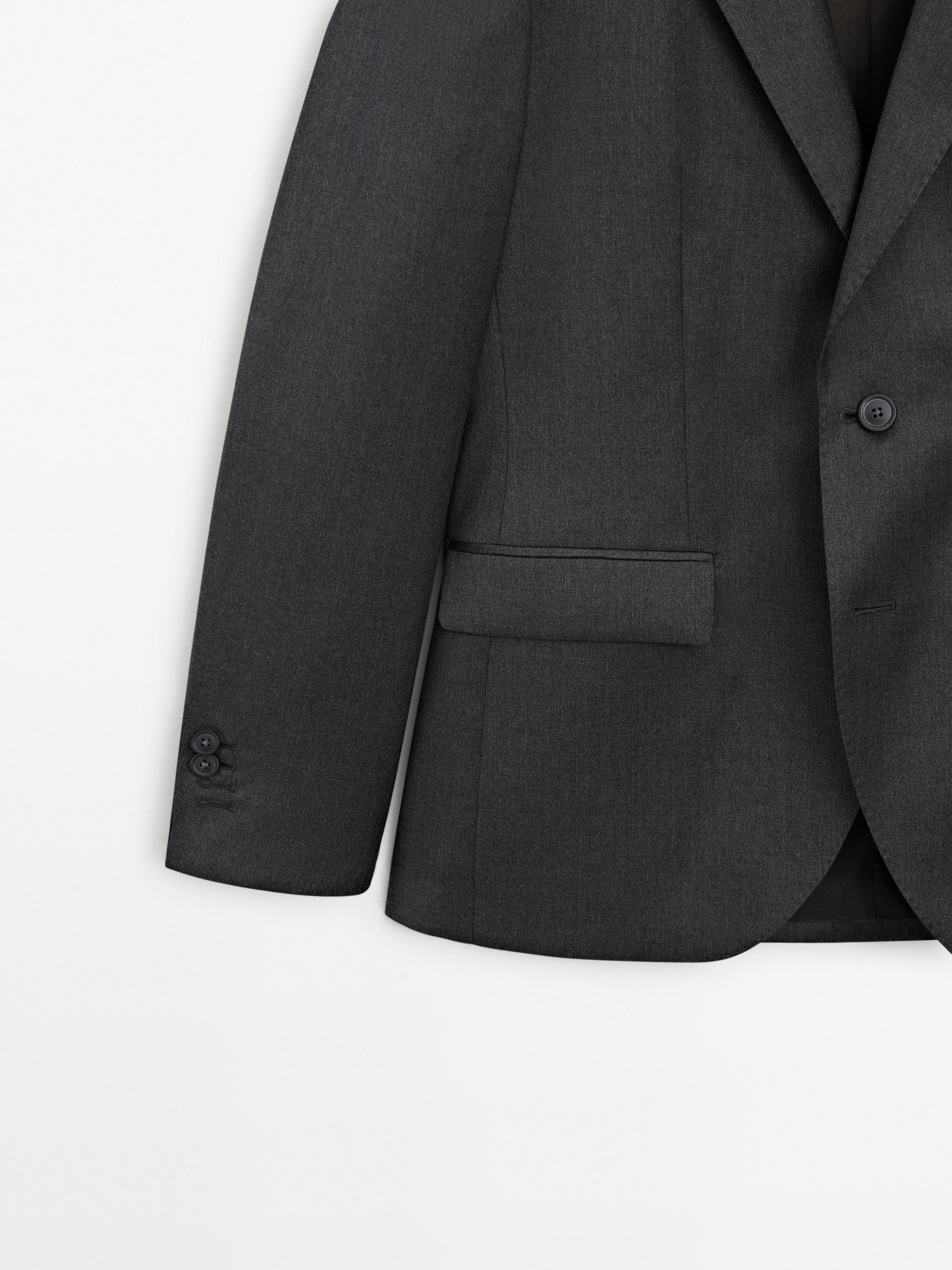 Plain 100% wool suit blazer