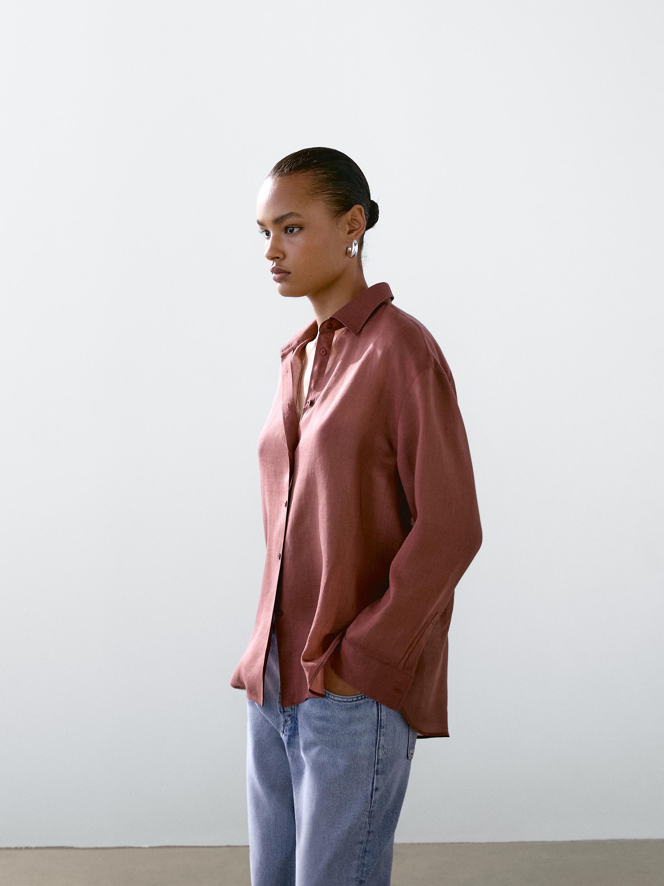 Flowing ramie blend shirt