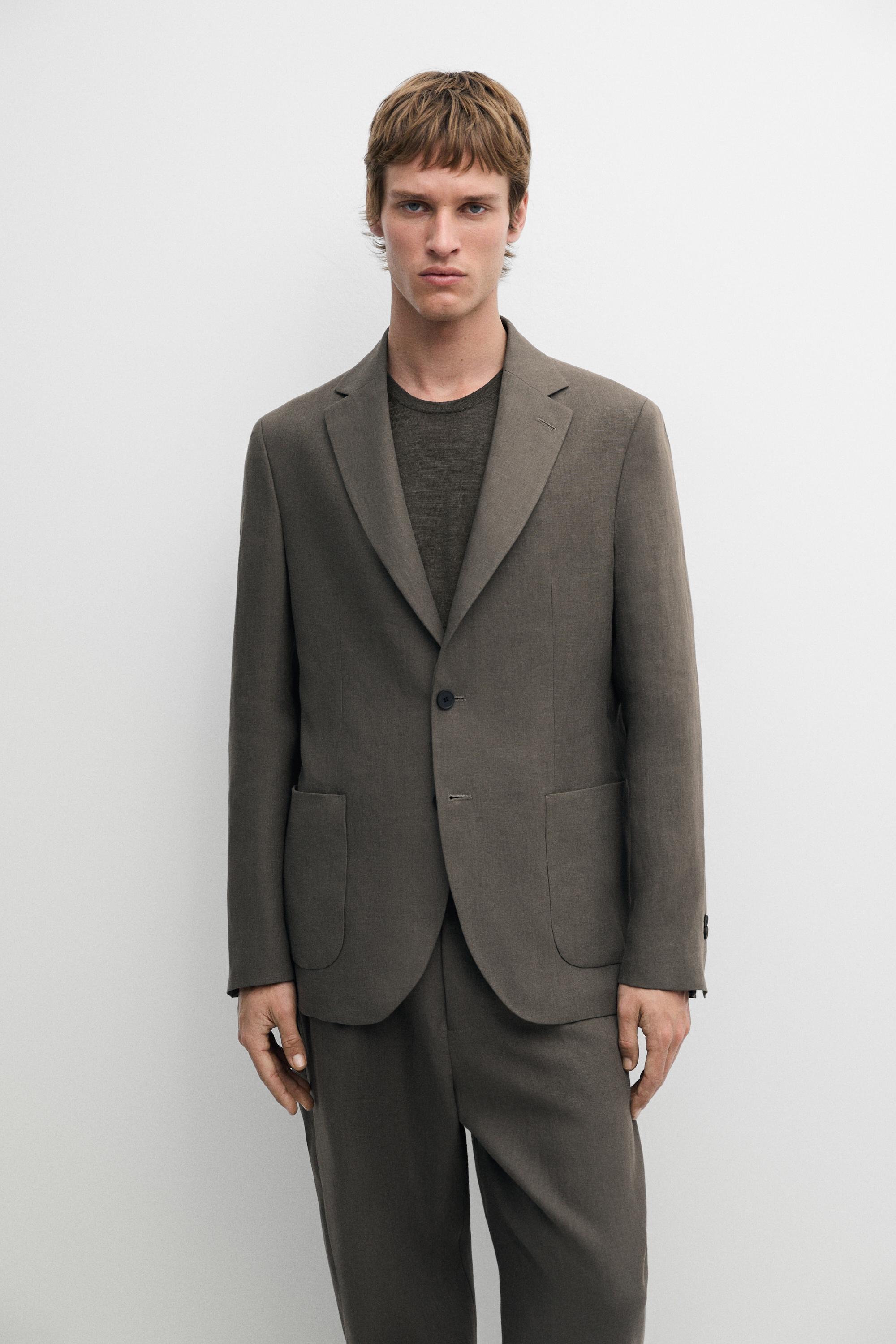 100% linen suit blazer — DARK GREEN
