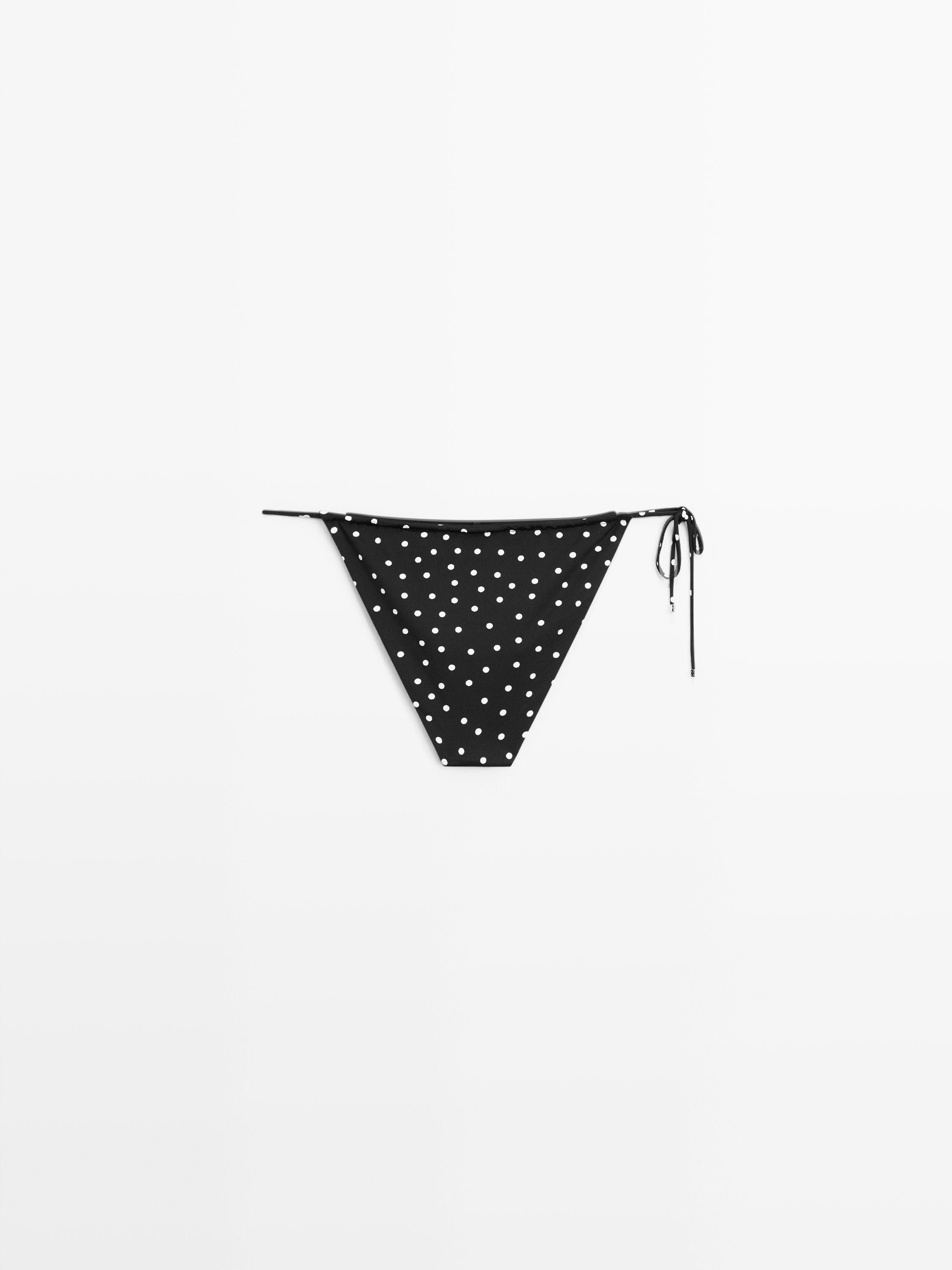 Polka dot print bikini bottoms — BLACK