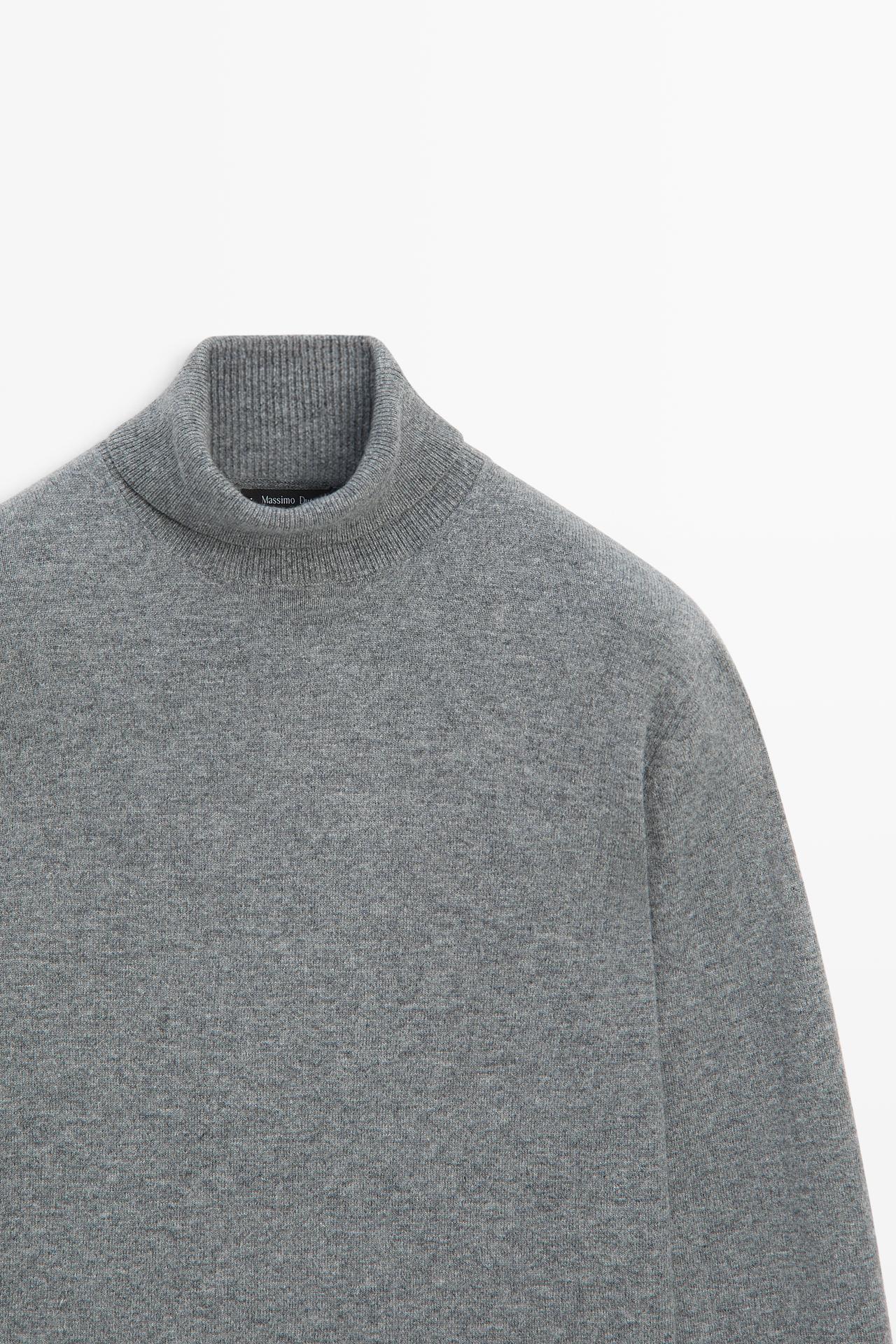 100% wool knit turtleneck sweater — ANTHRACITE GREY