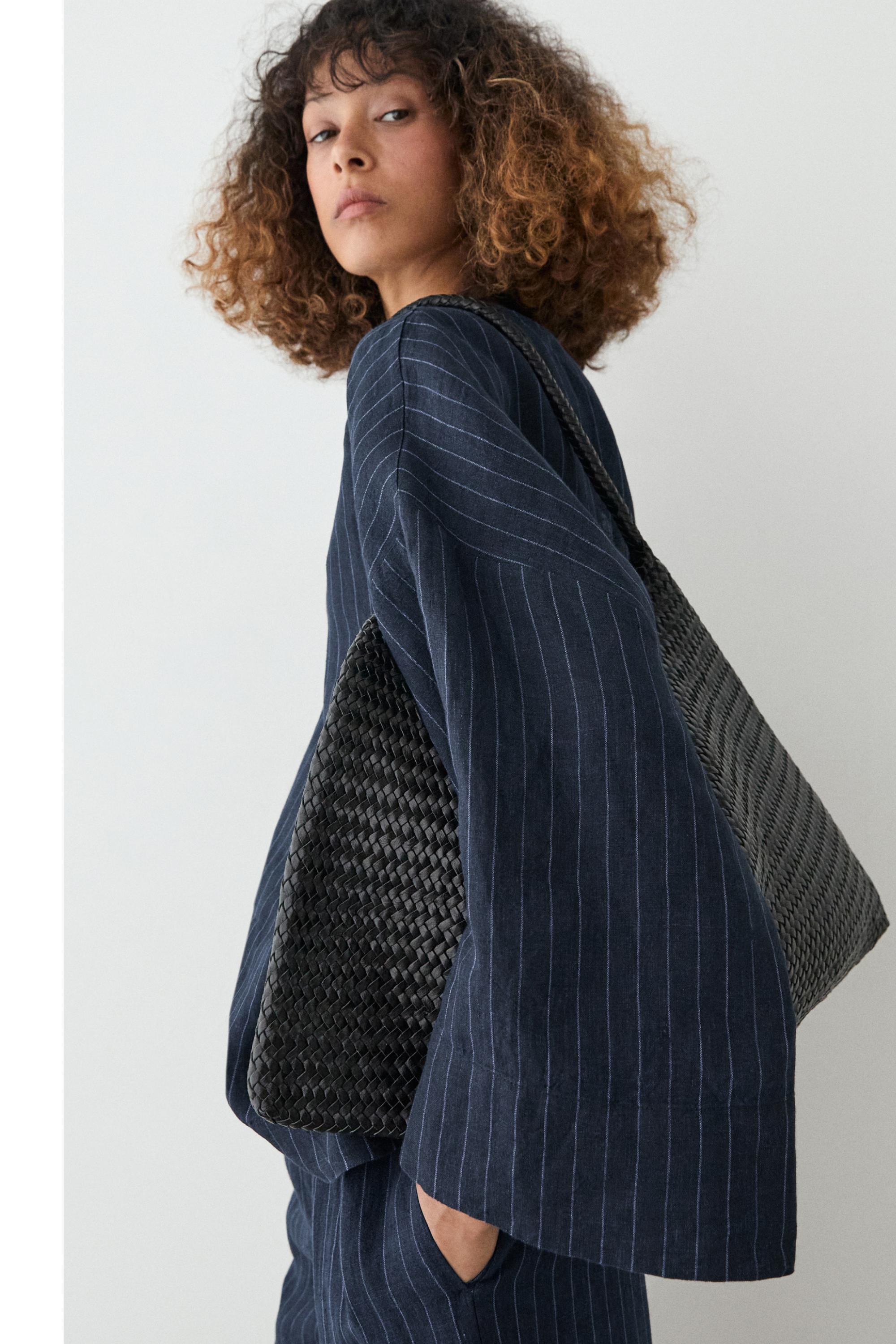 Striped linen sarouel trousers — DARK BLUE