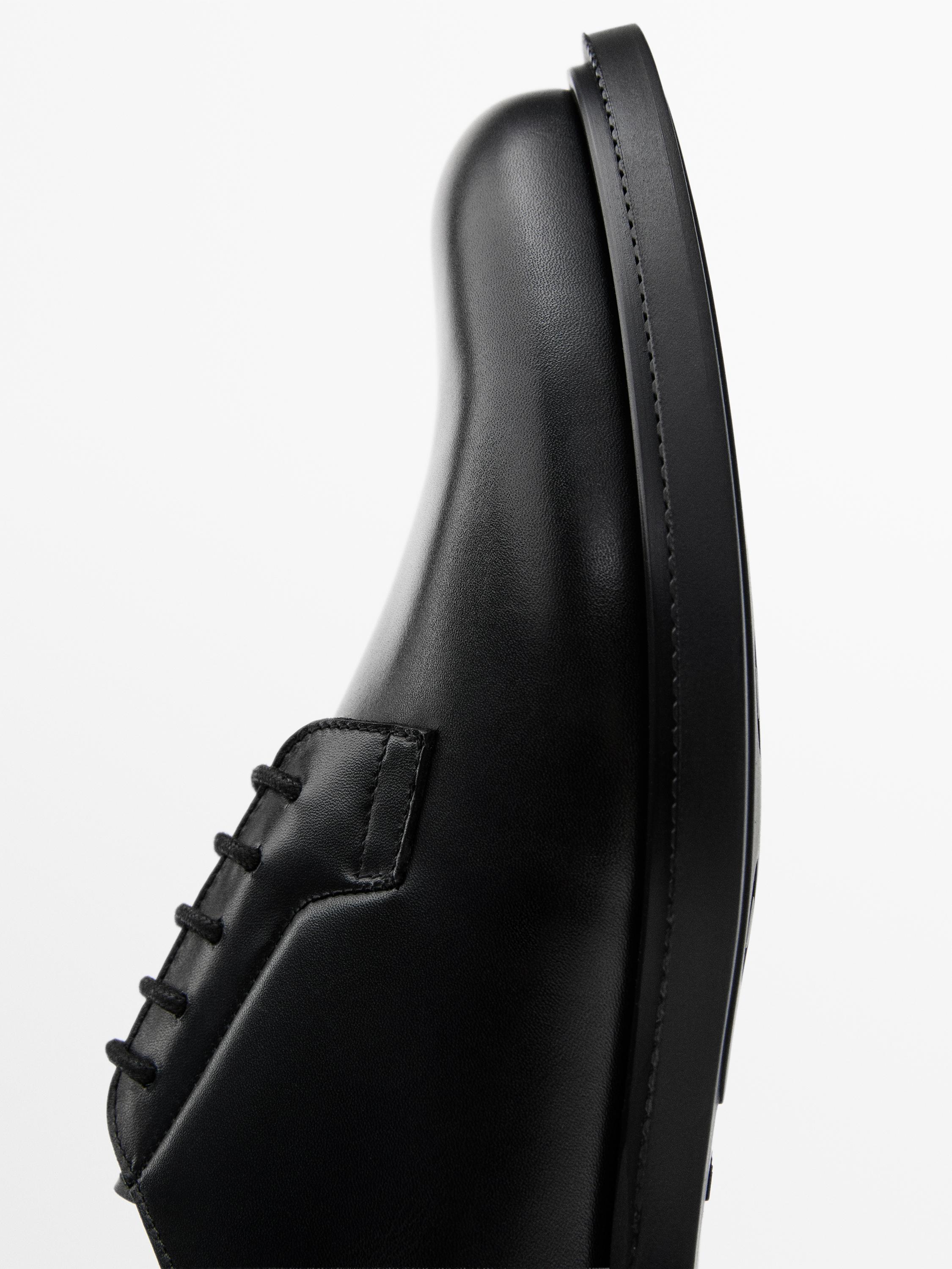 Leather derby shoes — BLACK