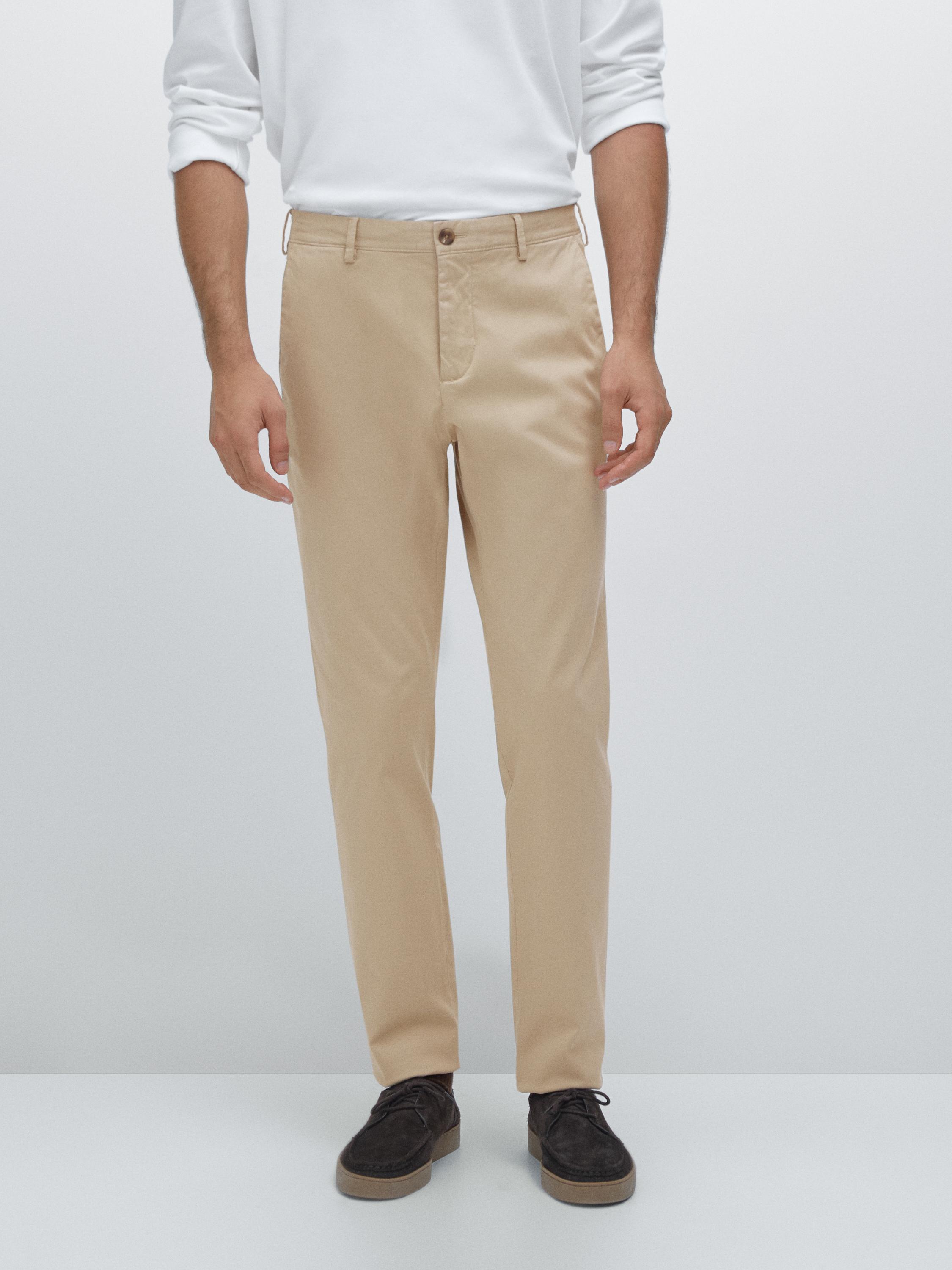 Slim fit textured trousers