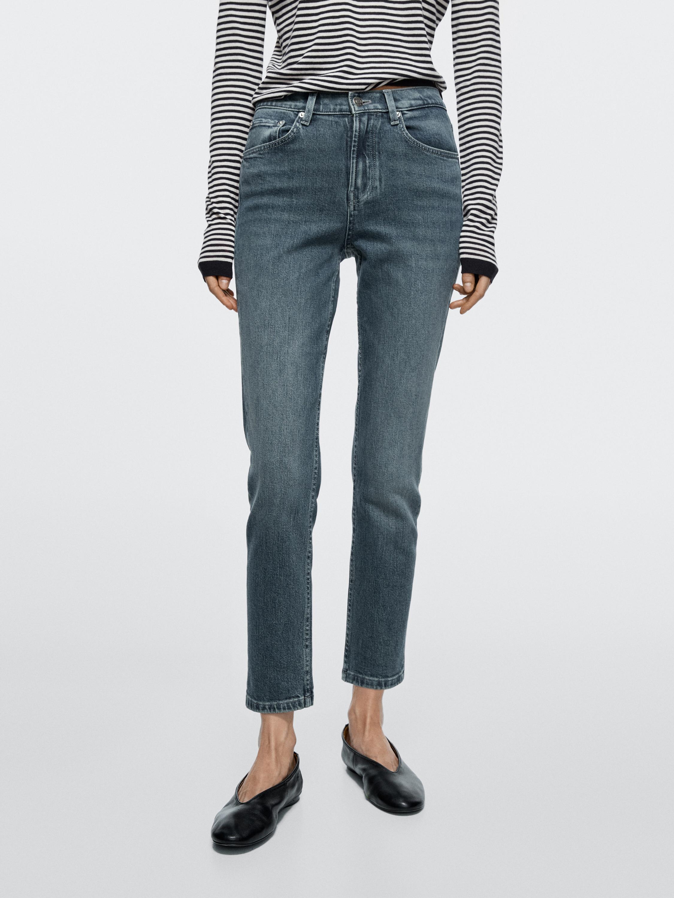 Mid-rise cropped slim fit jeans