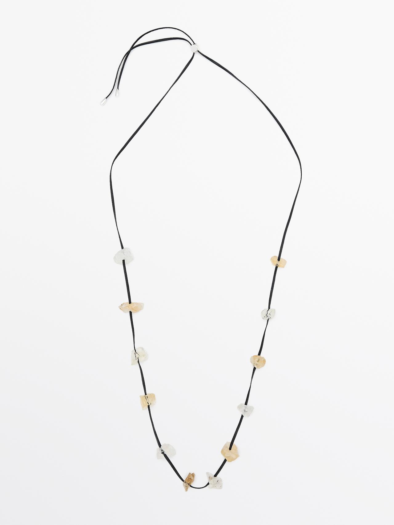 Massimo Dutti - Dames - Onregelmatige Stras Ketting - Zwart - 01