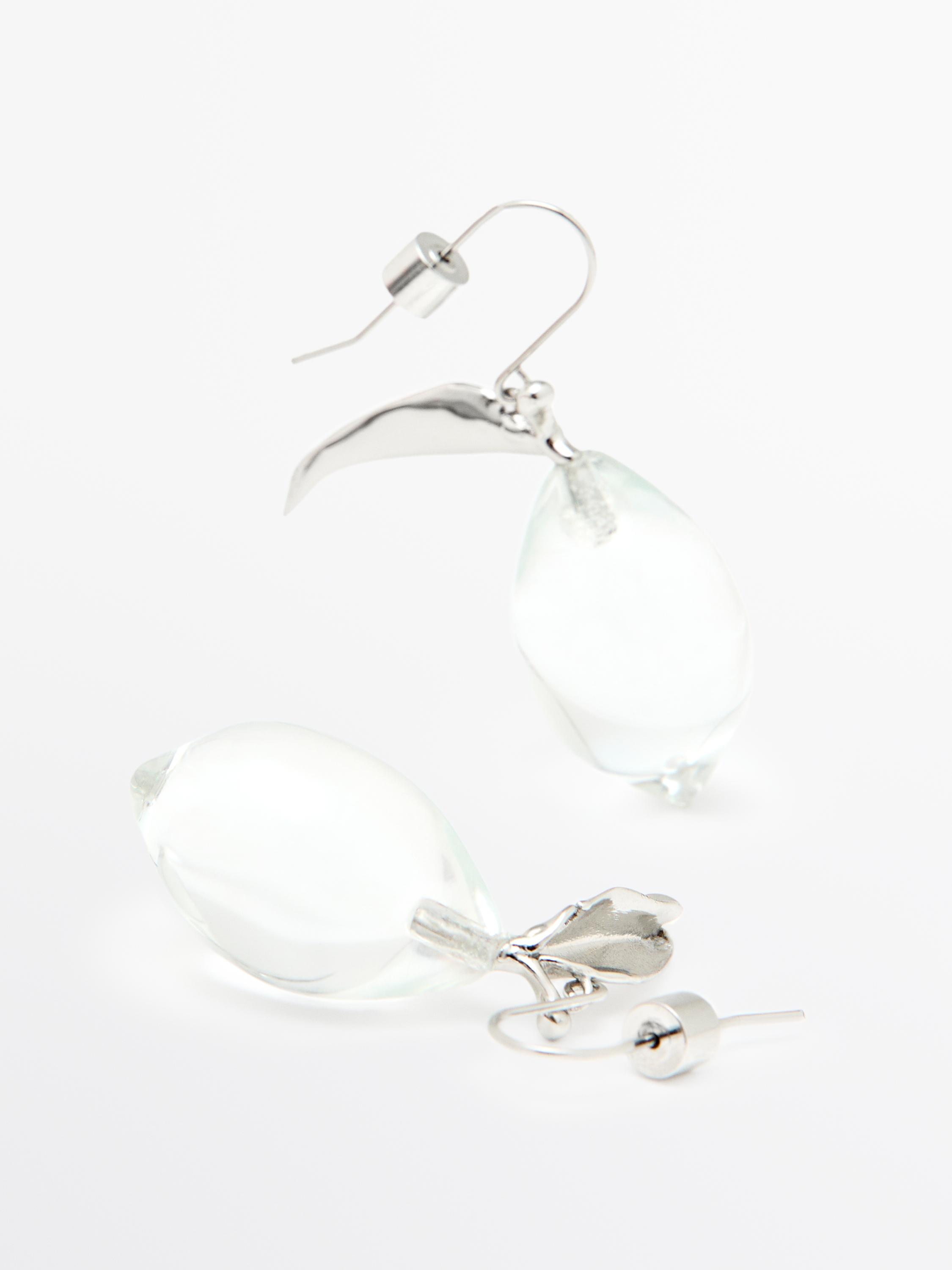 Pendientes lagrima ámbar vidrio