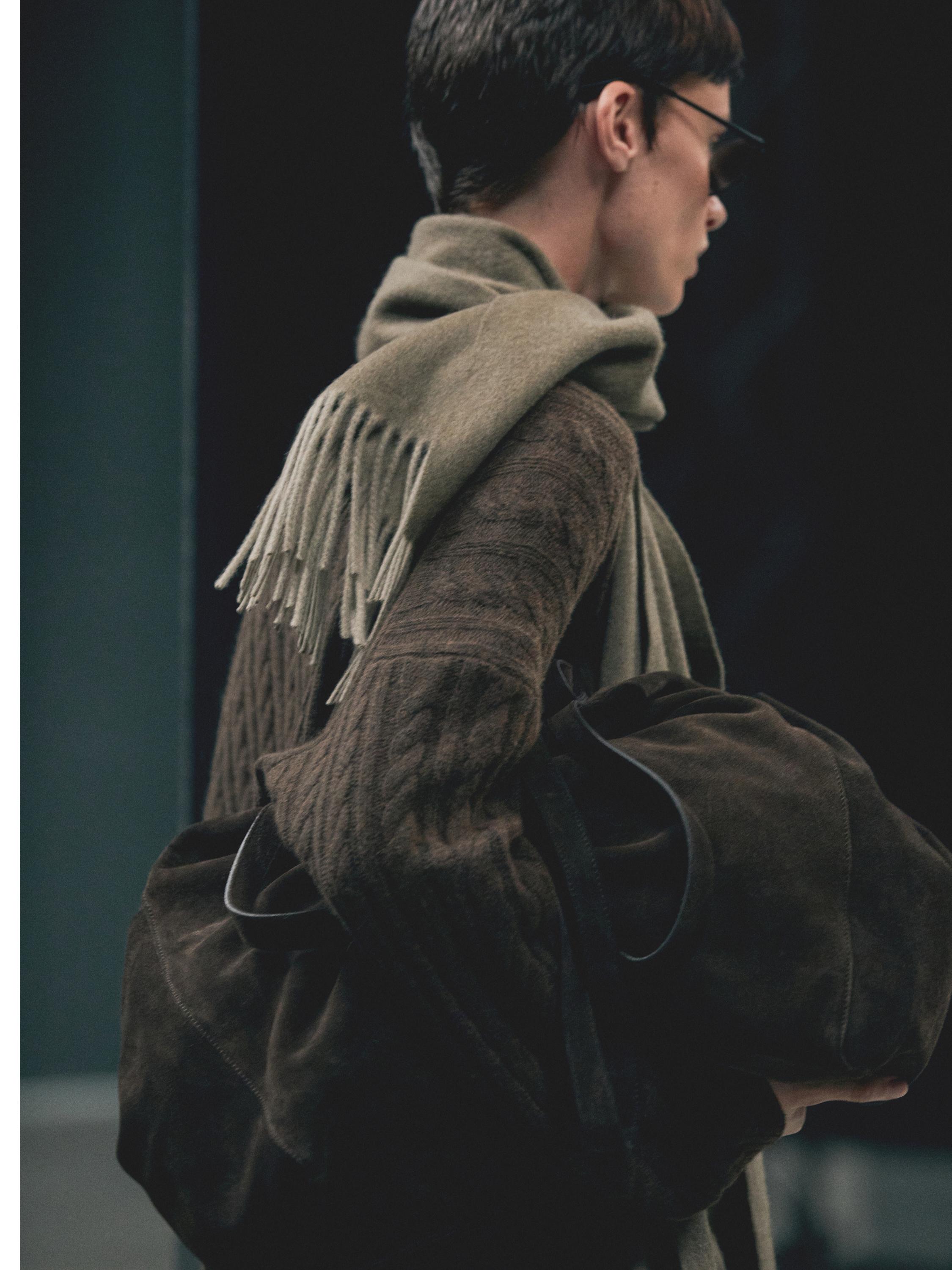 Wool blend cable-knit cardigan