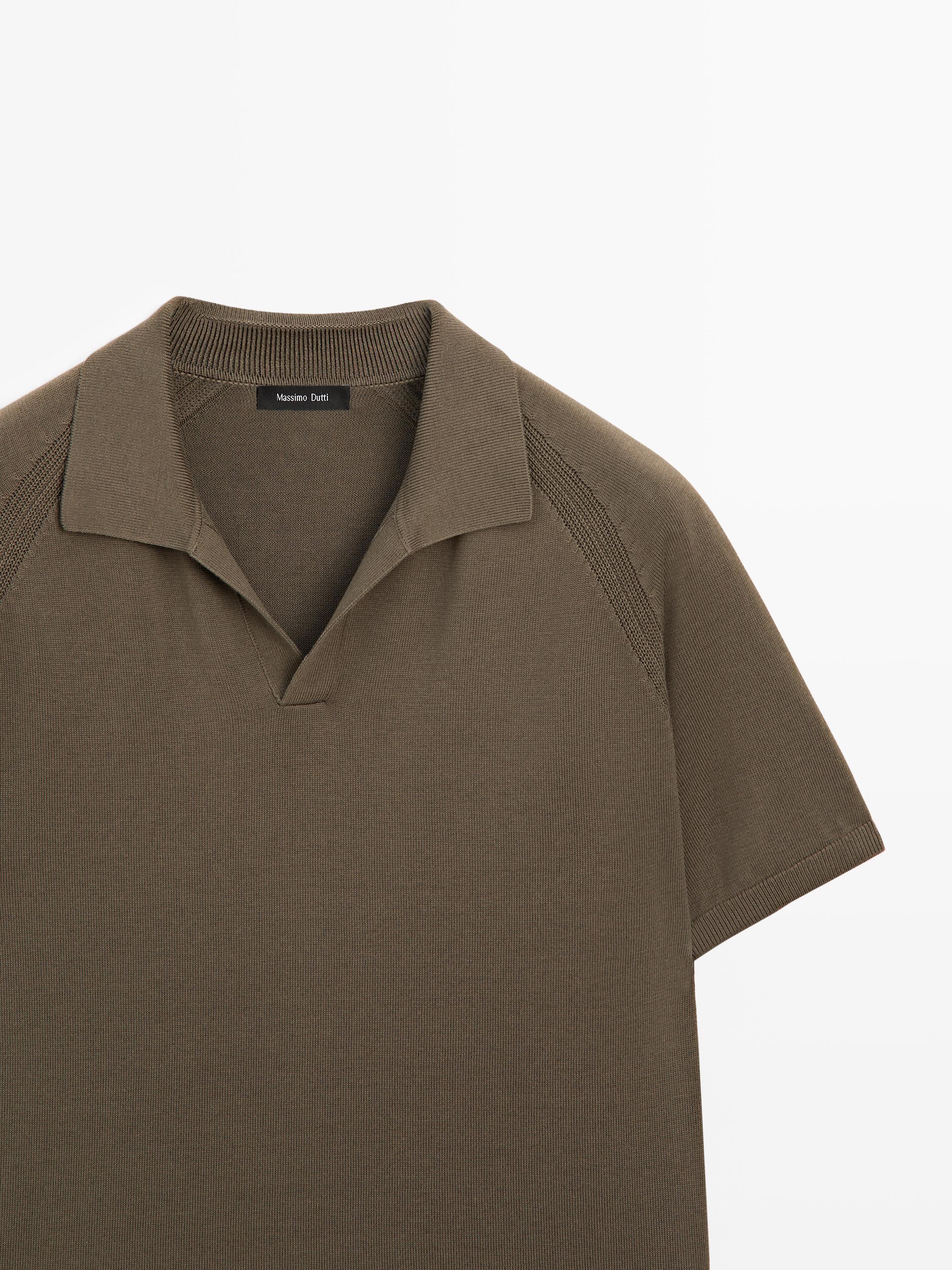 Kısa kollu pamuklu triko polo yaka t-shirt