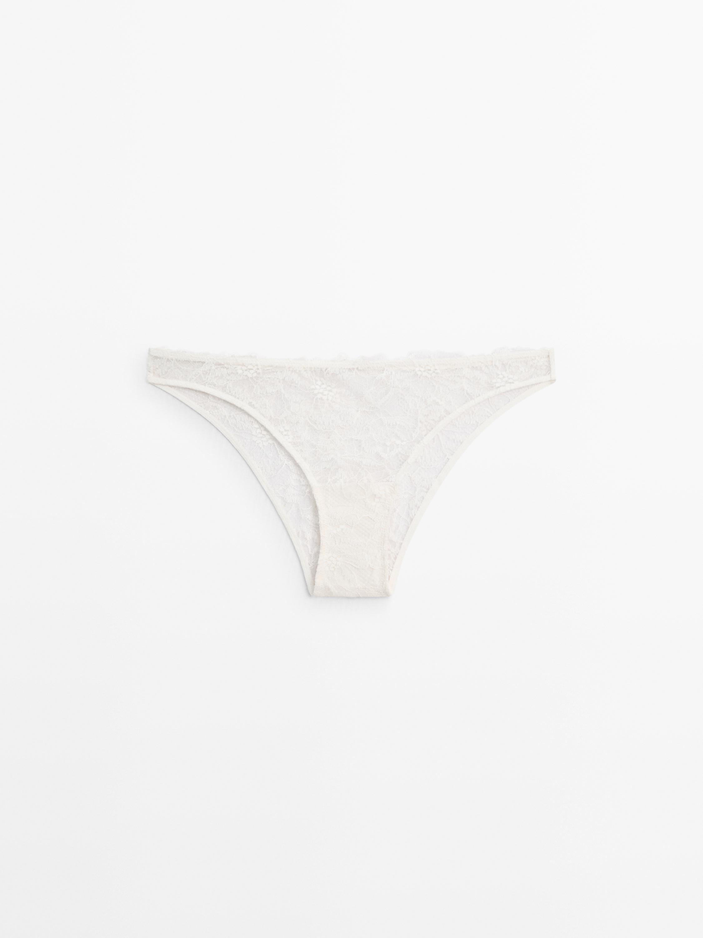 Scalloped lace briefs — CREAM