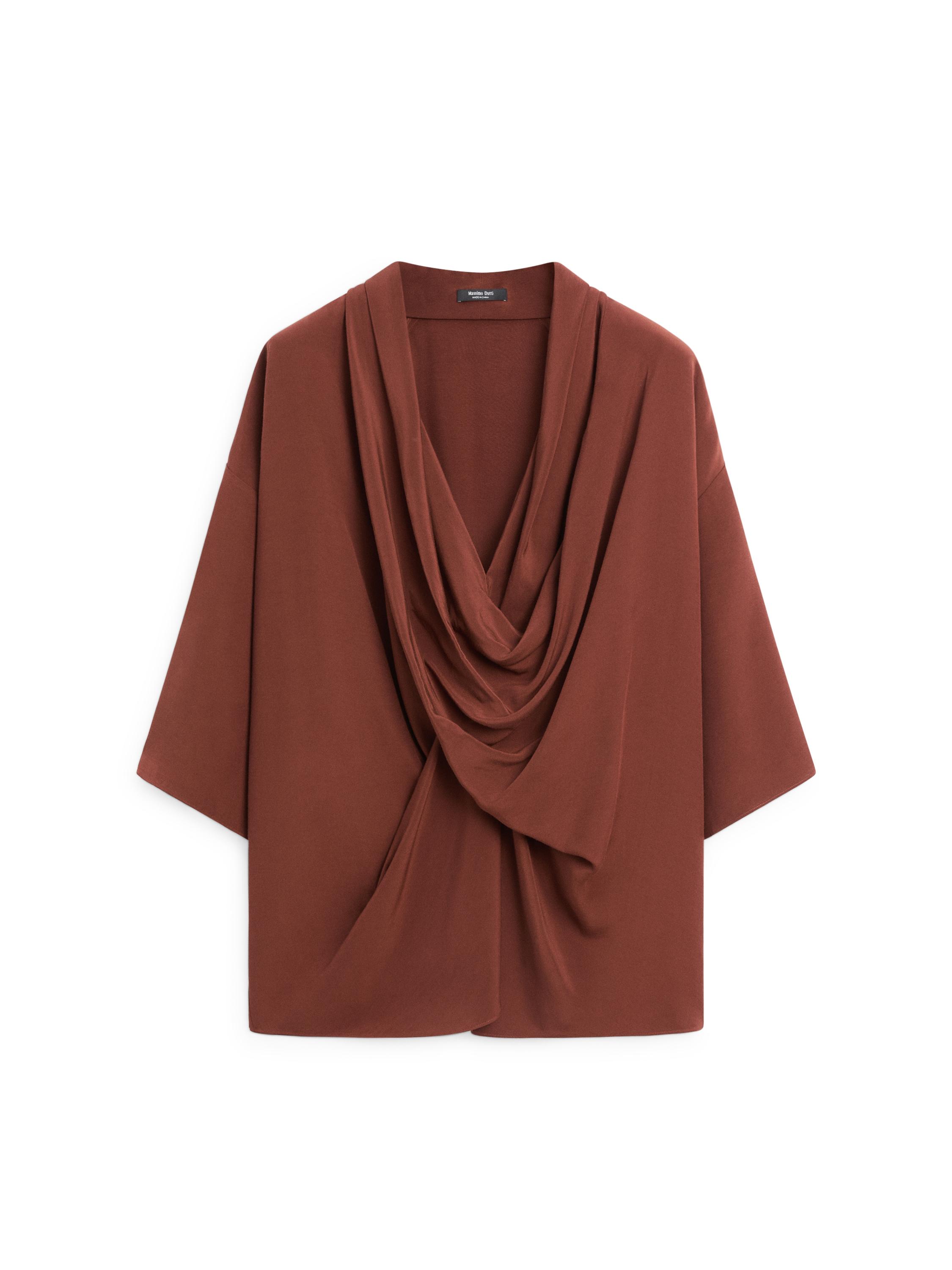 Flowing shirt with draped detail — ORANGE