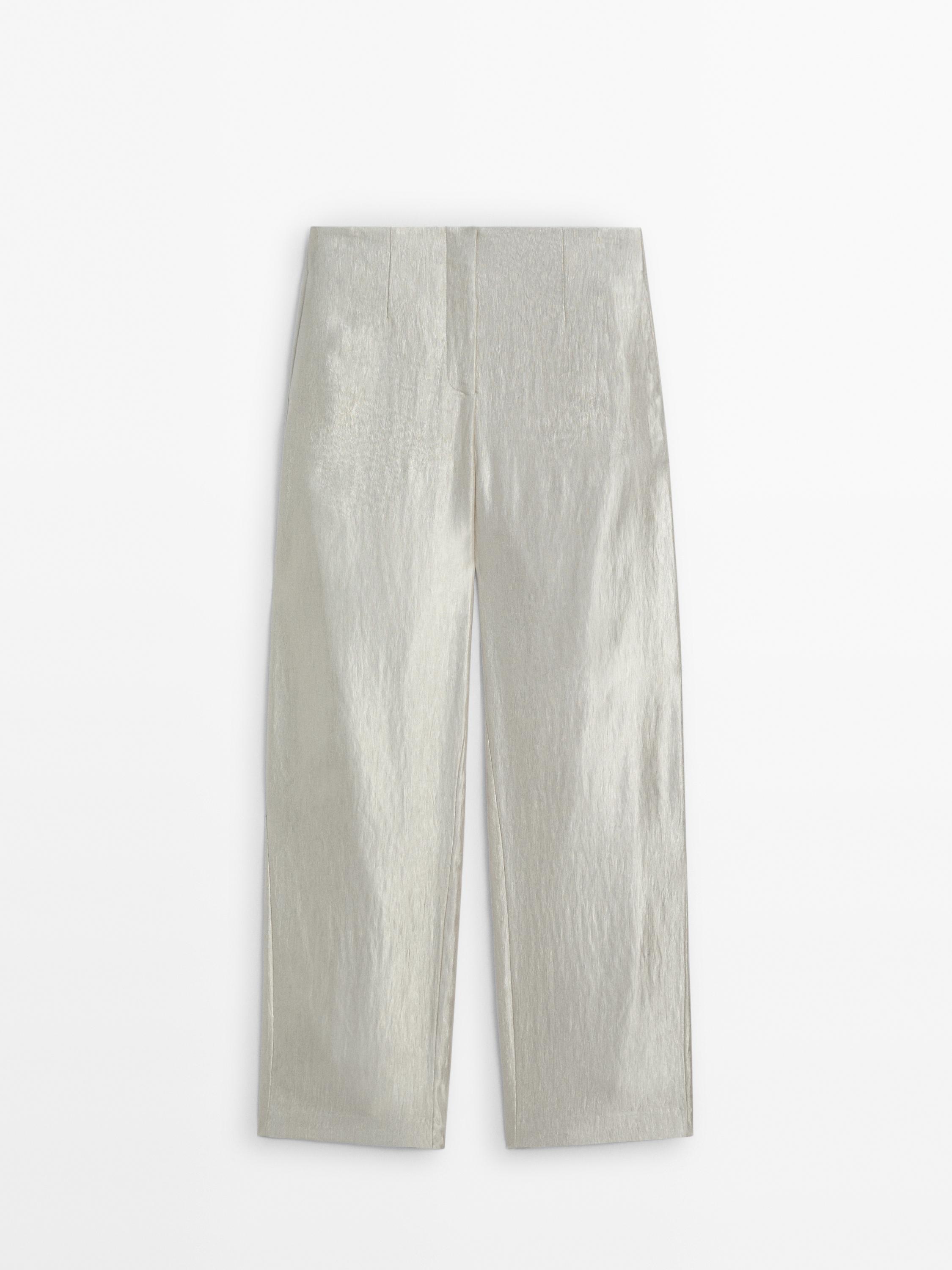 Flowing wide-leg satin trousers