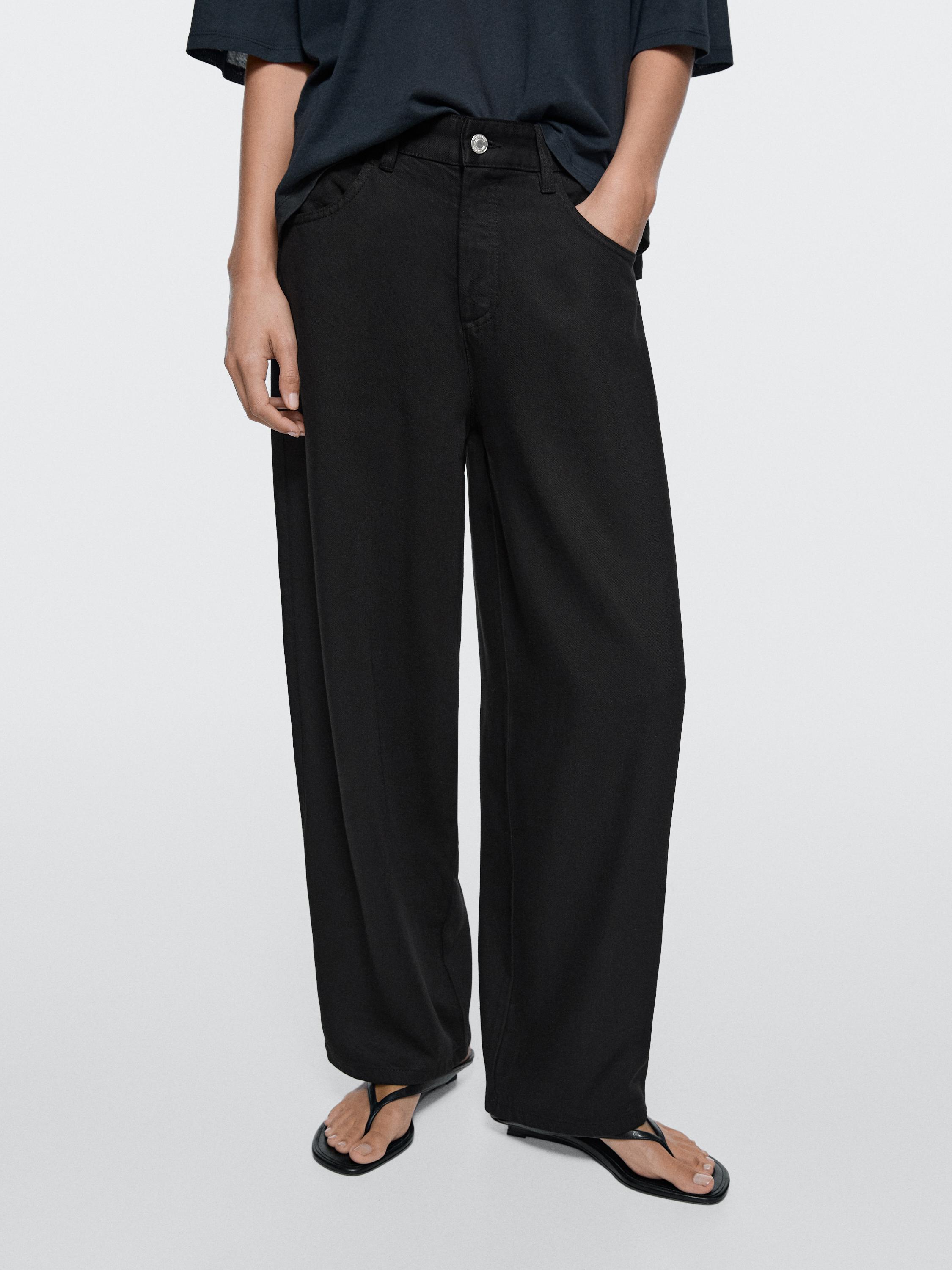 Flowing barrel fit trousers — BLACK