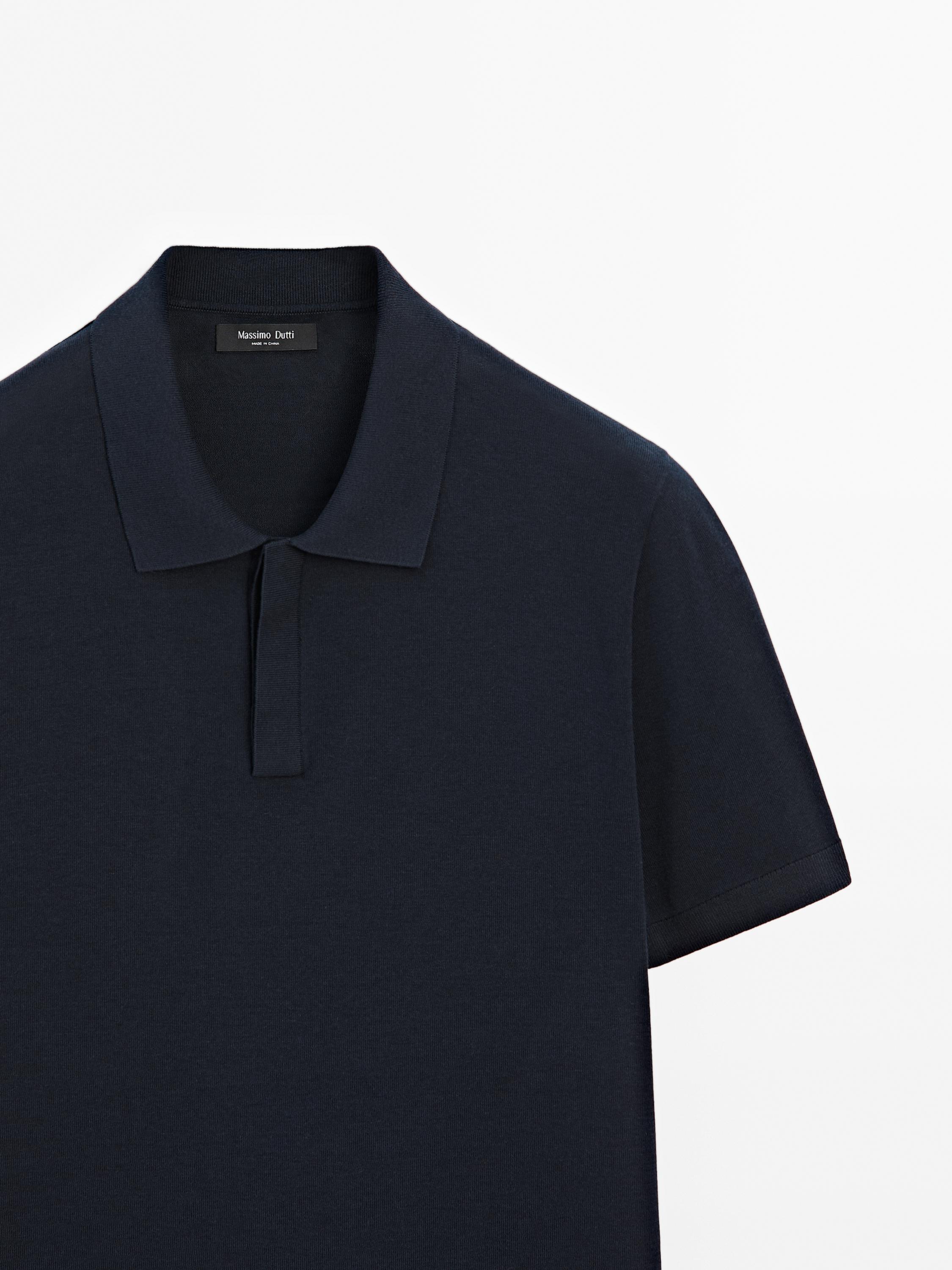 Cotton blend knit polo shirt