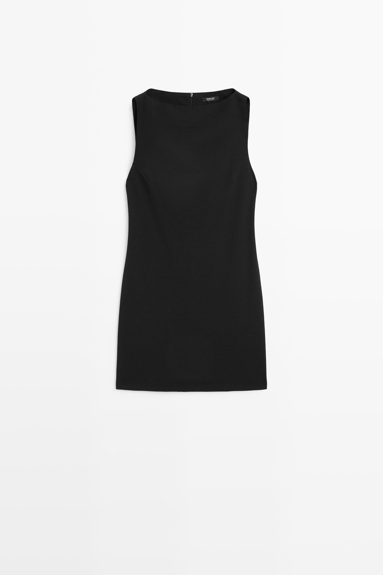 Boat neck mini dress — BLACK