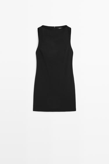 Boat neck mini dress — BLACK 2