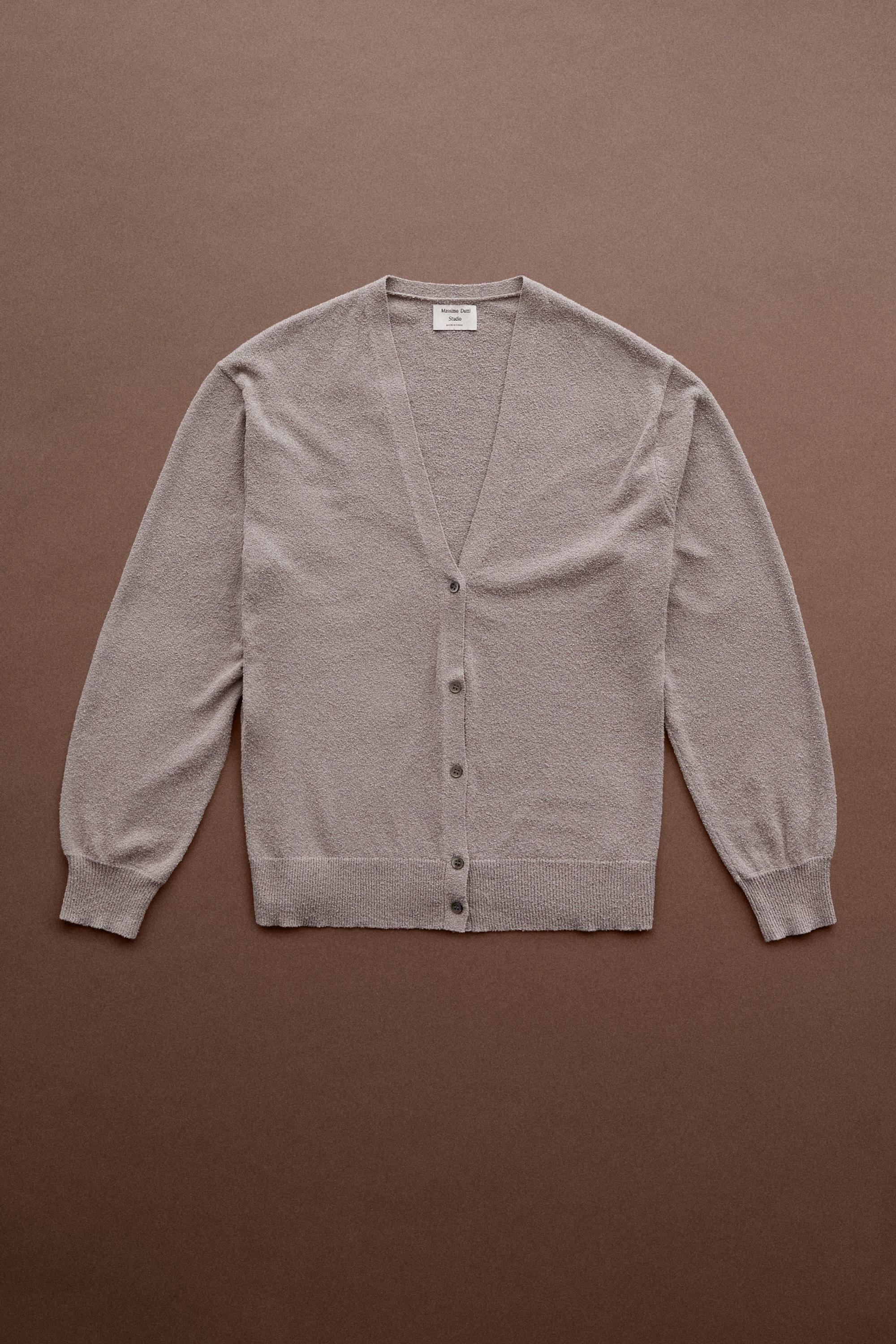 STUDIO V-neck knit cardigan — MOLE BROWN